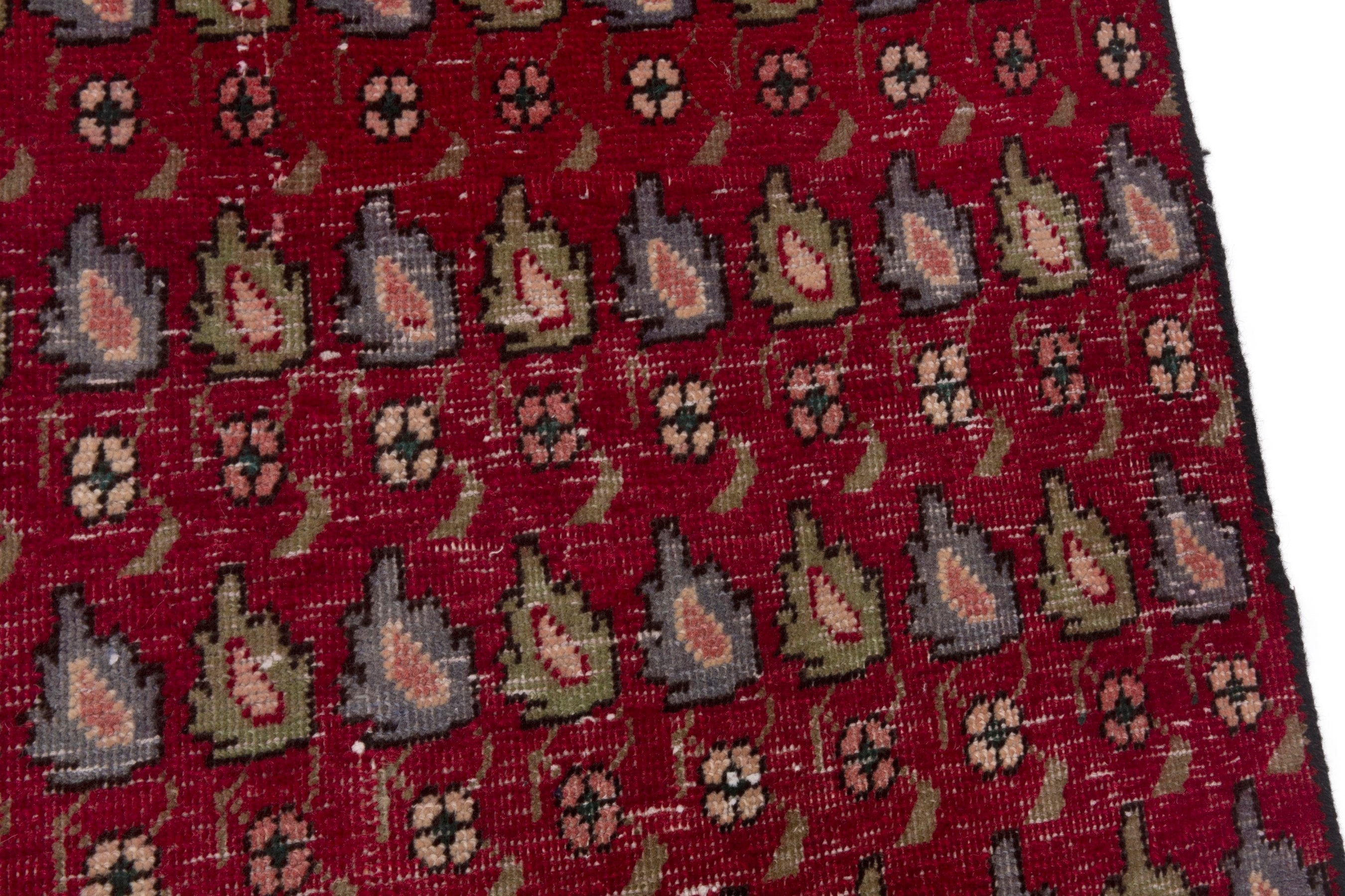 Persian Tabriz accent rug in burgundy and sage, view 6 of 17