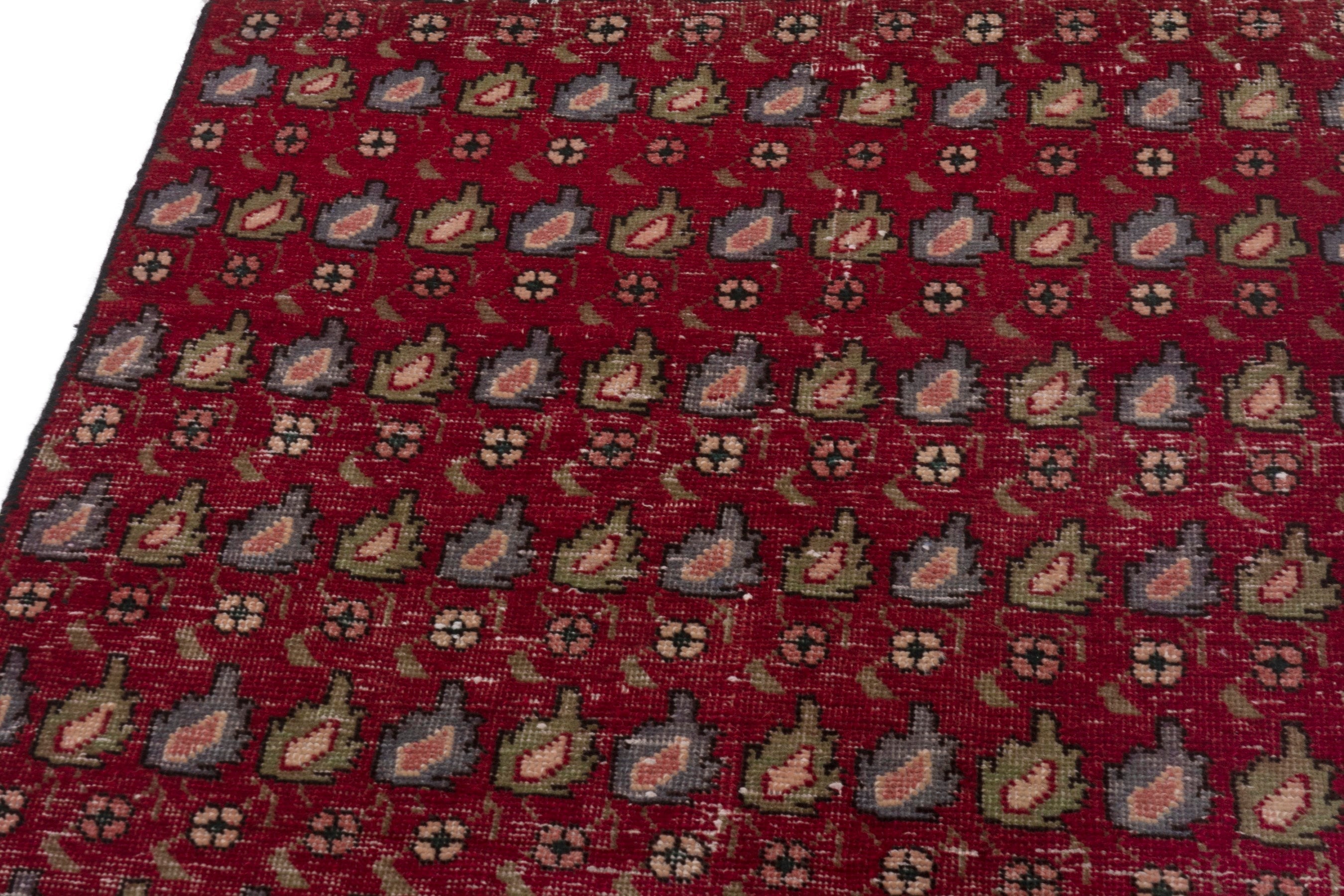 Persian Tabriz accent rug in burgundy and sage, view 8 of 17