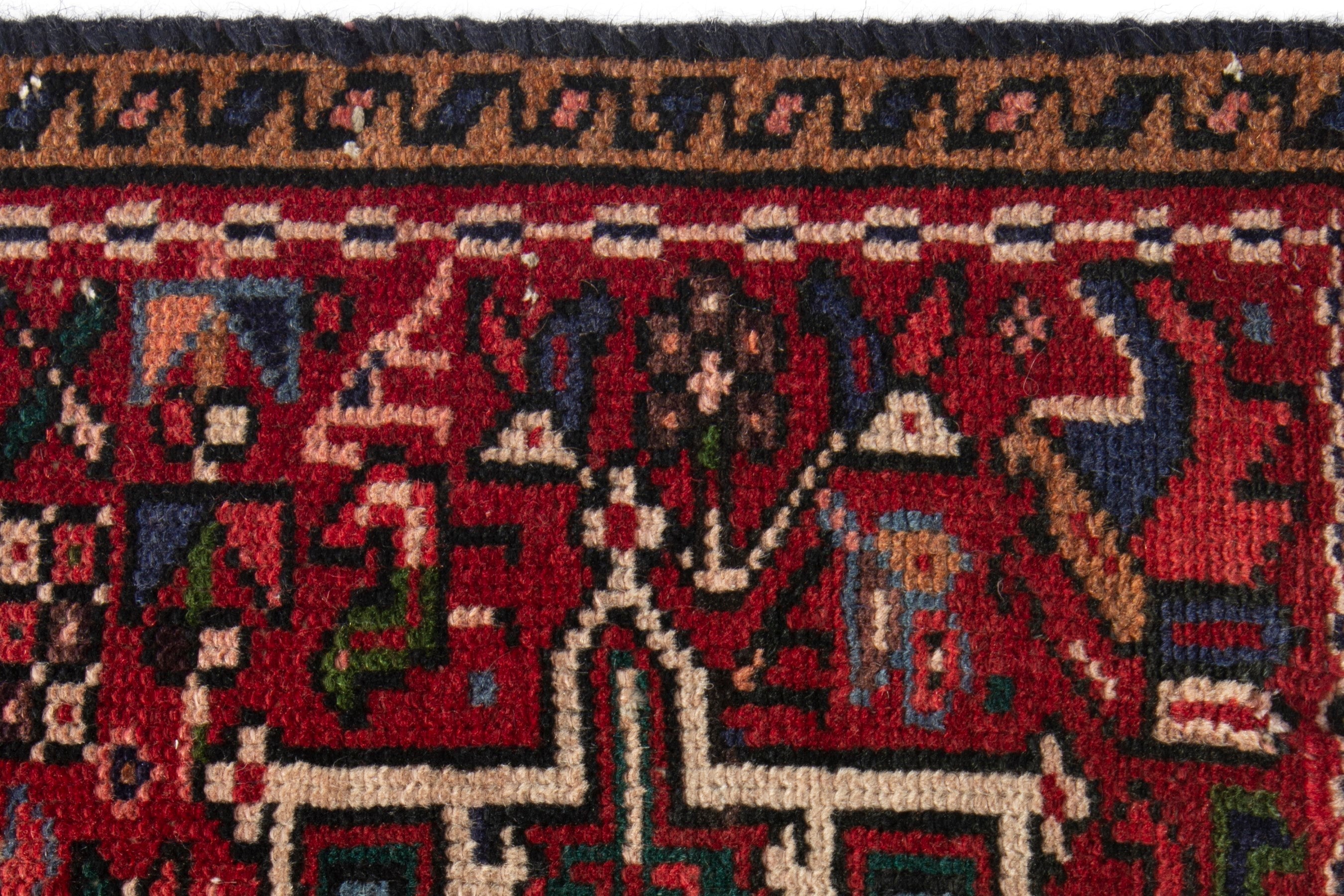Persian Gharajeh runner rug in burgundy and deep red, view 11 of 17
