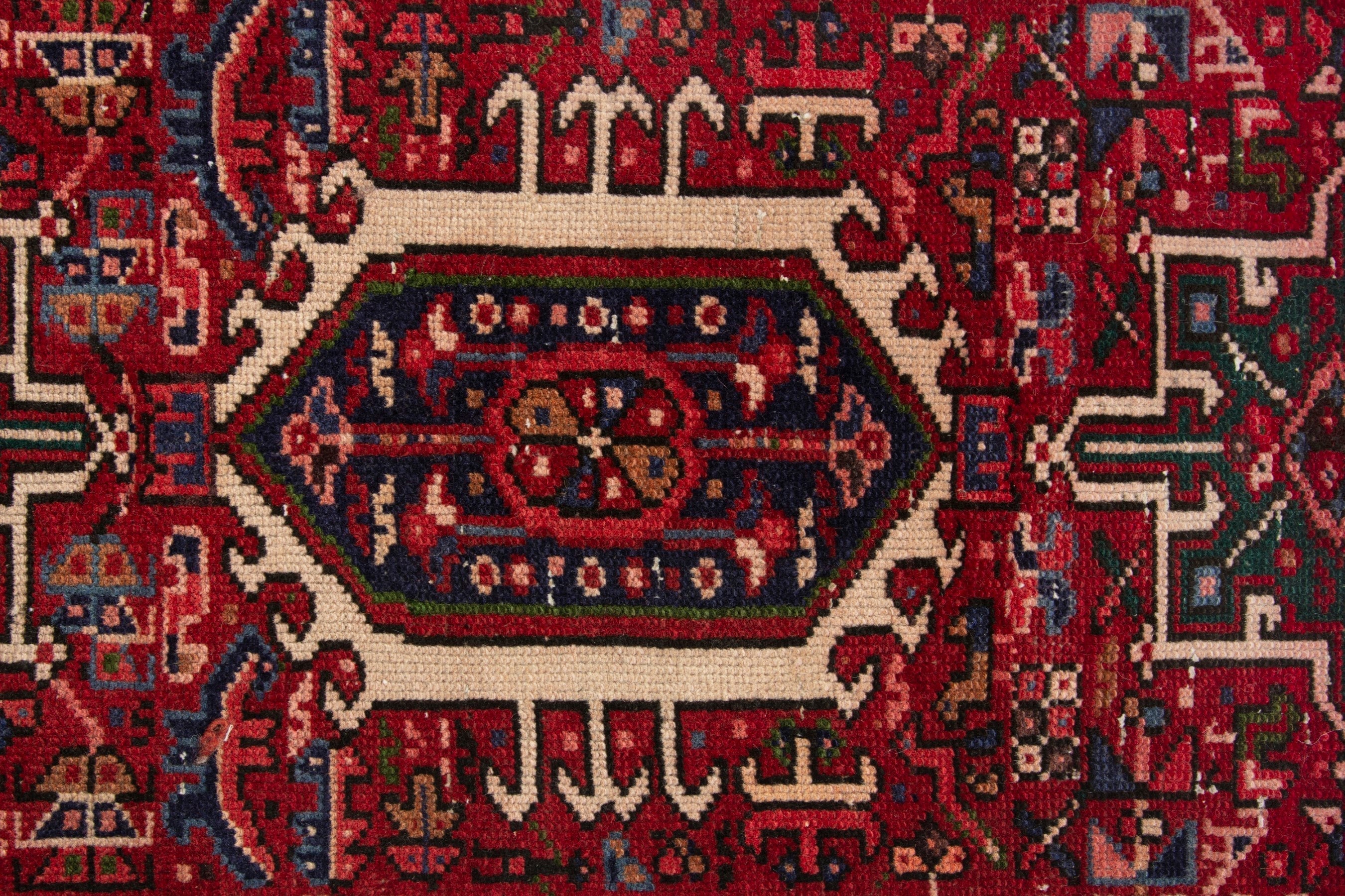 Persian Gharajeh runner rug in burgundy and deep red, view 13 of 17