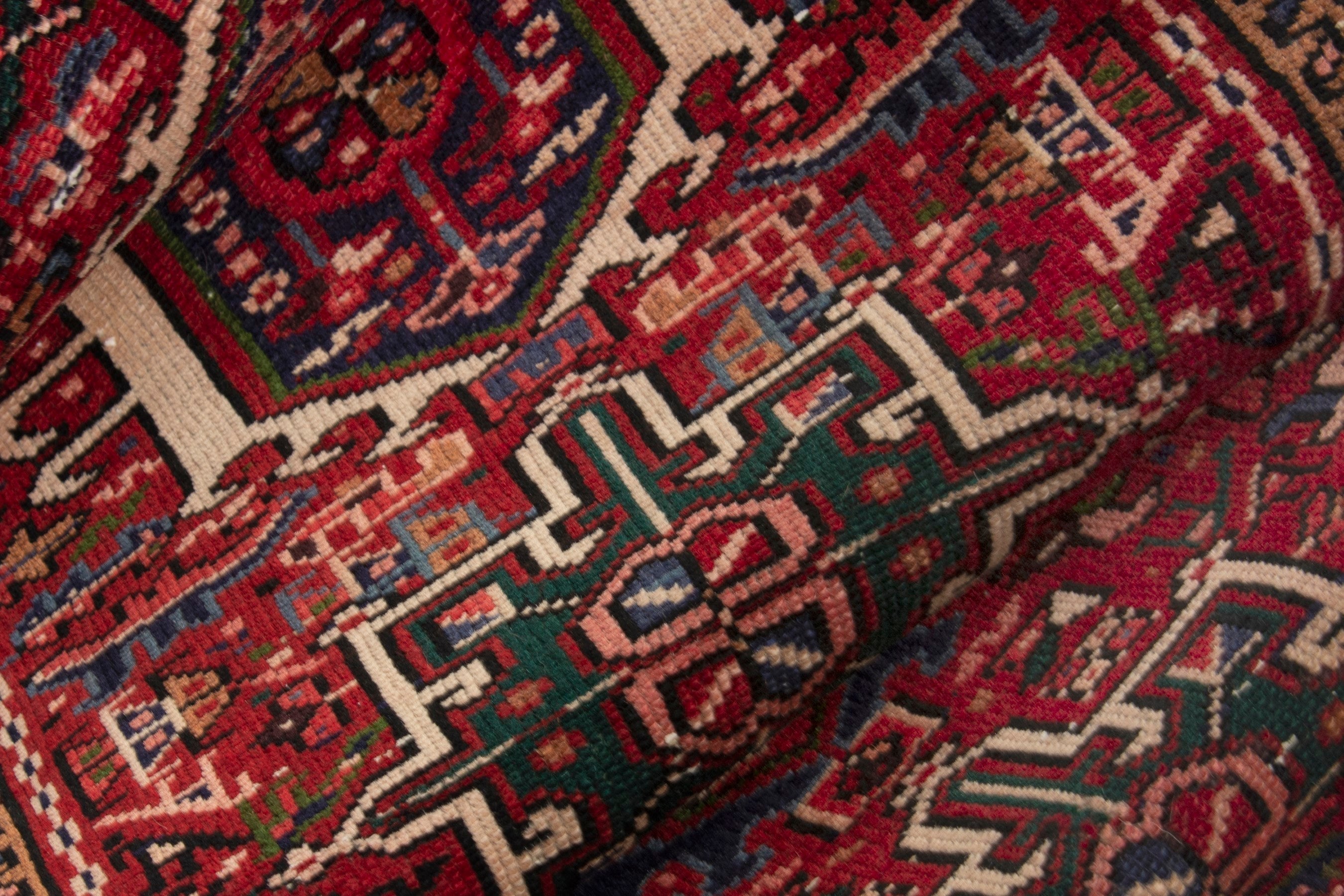 Persian Gharajeh runner rug in burgundy and deep red, view 16 of 17