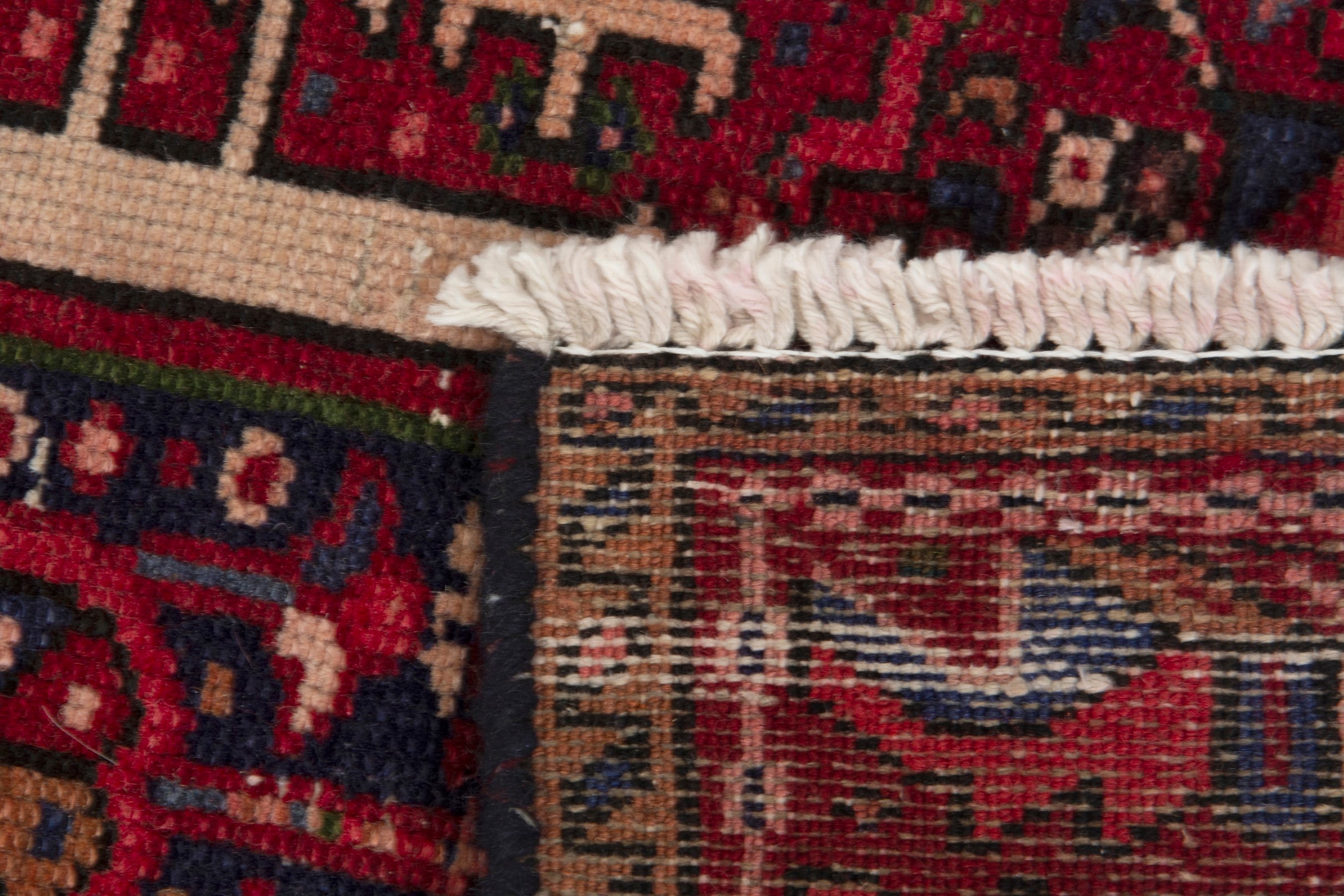 Persian Gharajeh runner rug in burgundy and deep red, view 17 of 17