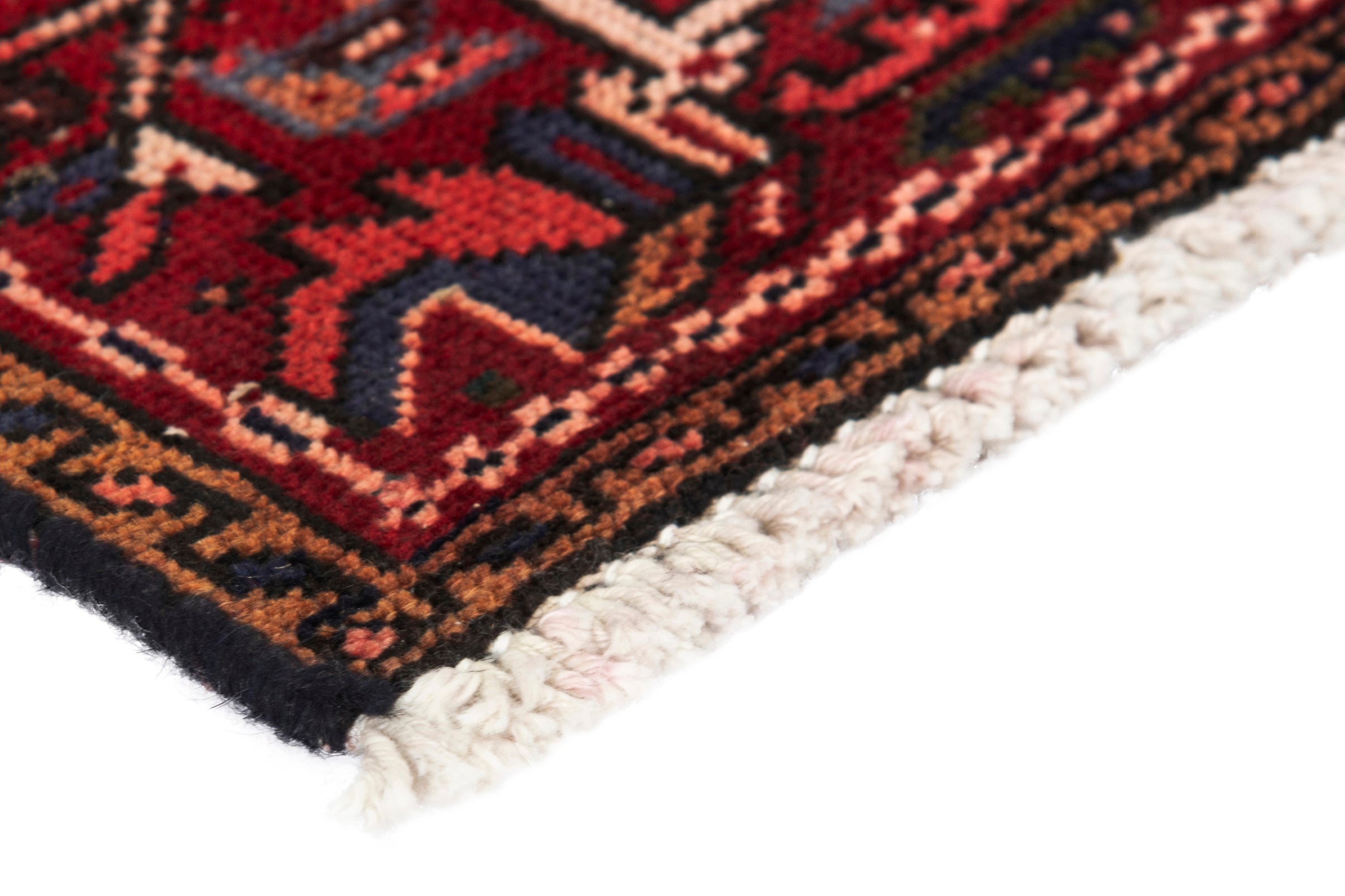 Persian Gharajeh runner rug in burgundy and deep red, view 4 of 17