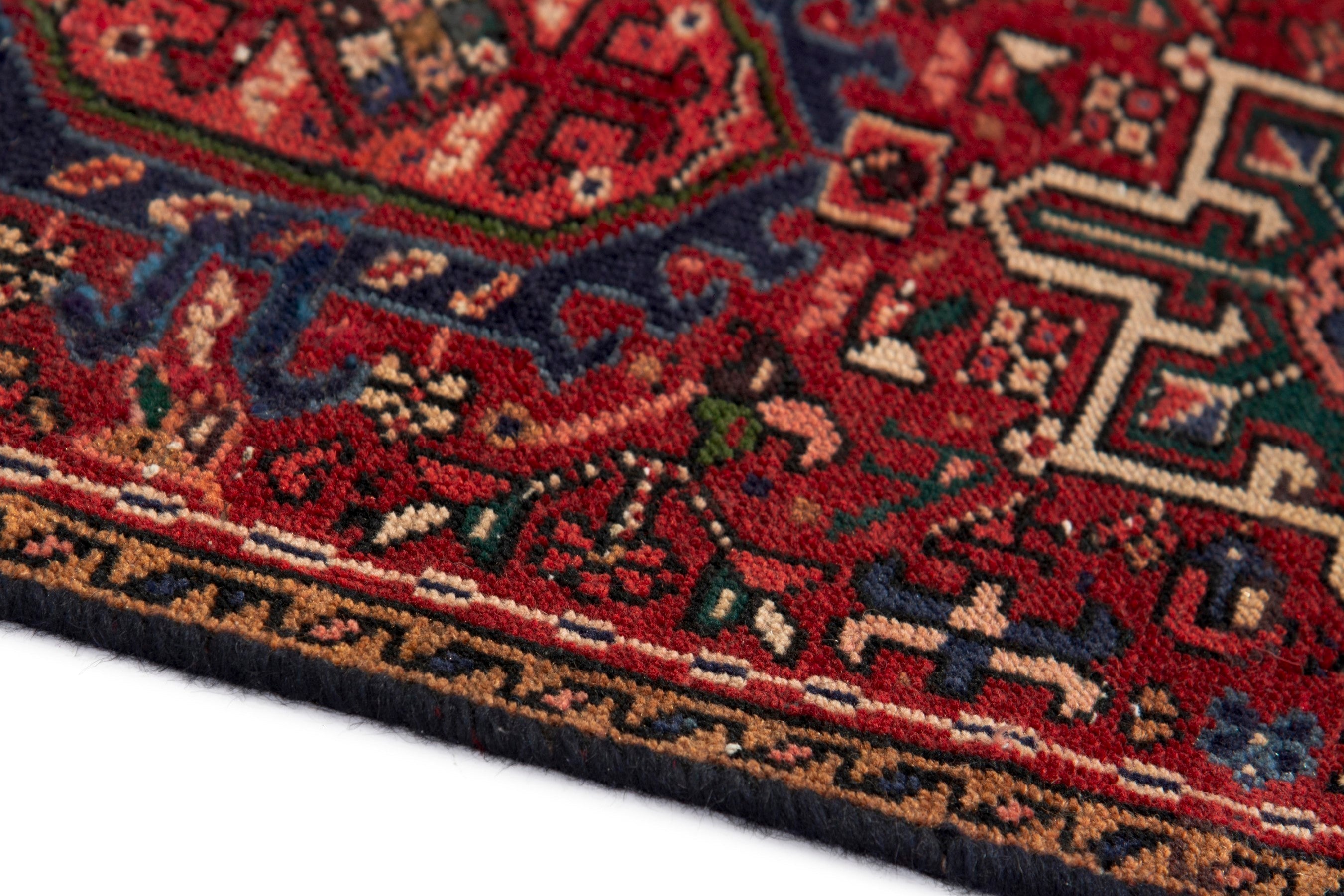 Persian Gharajeh runner rug in burgundy and deep red, view 5 of 17