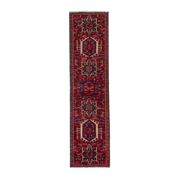 Persian Gharajeh runner rug in burgundy and deep red, 1'7" x 6'3"