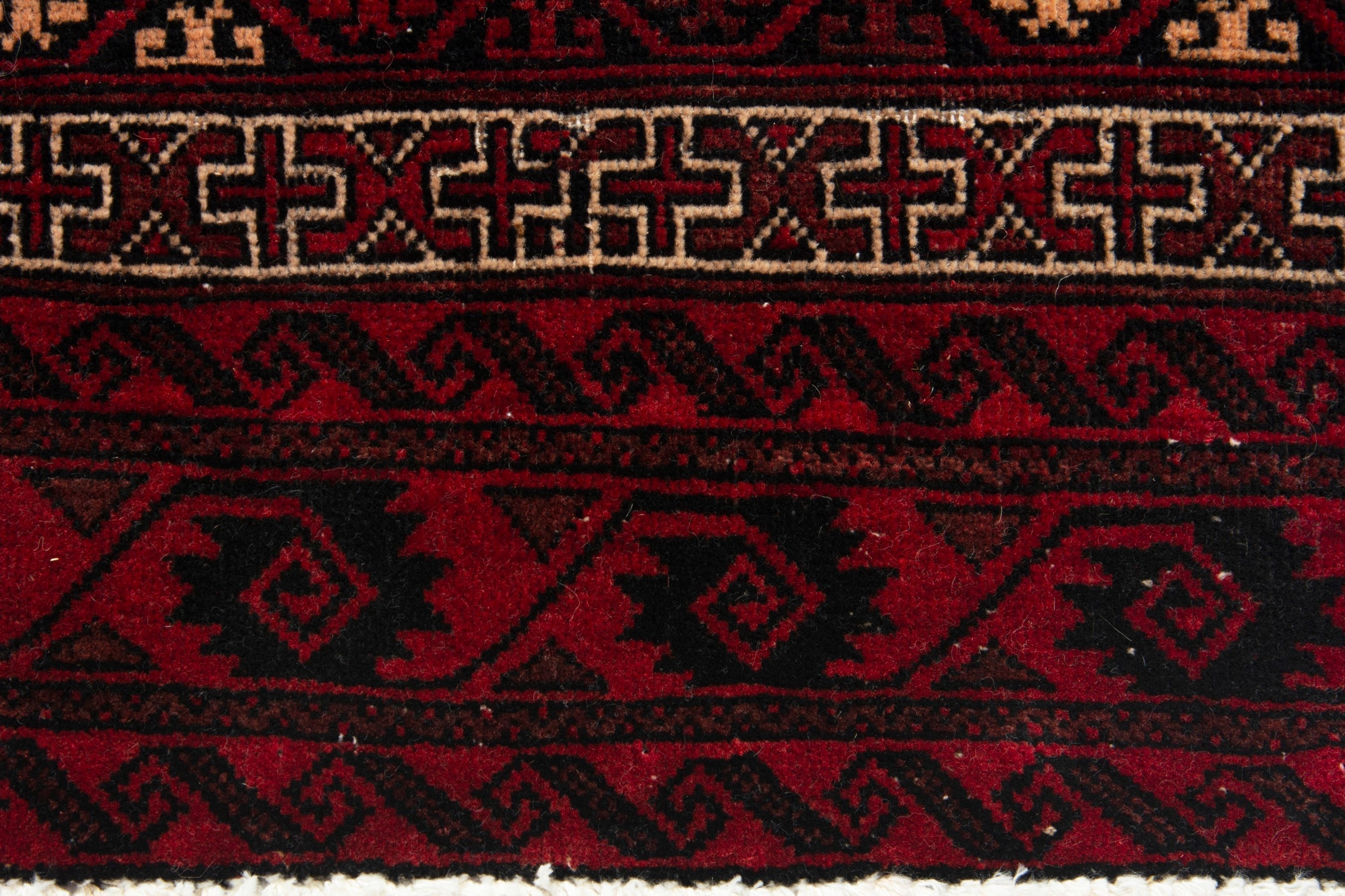 Persian Baluch accent rug in burgundy and deep red, view 11 of 17