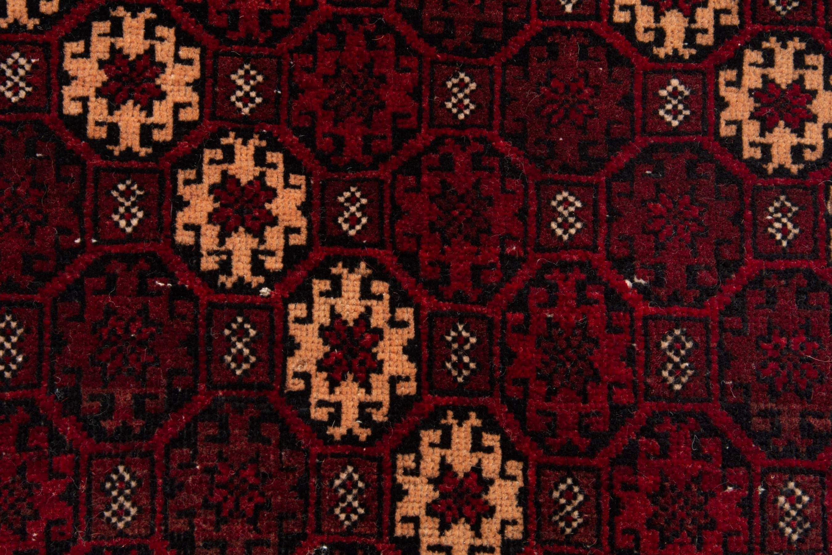 Persian Baluch accent rug in burgundy and deep red, view 13 of 17