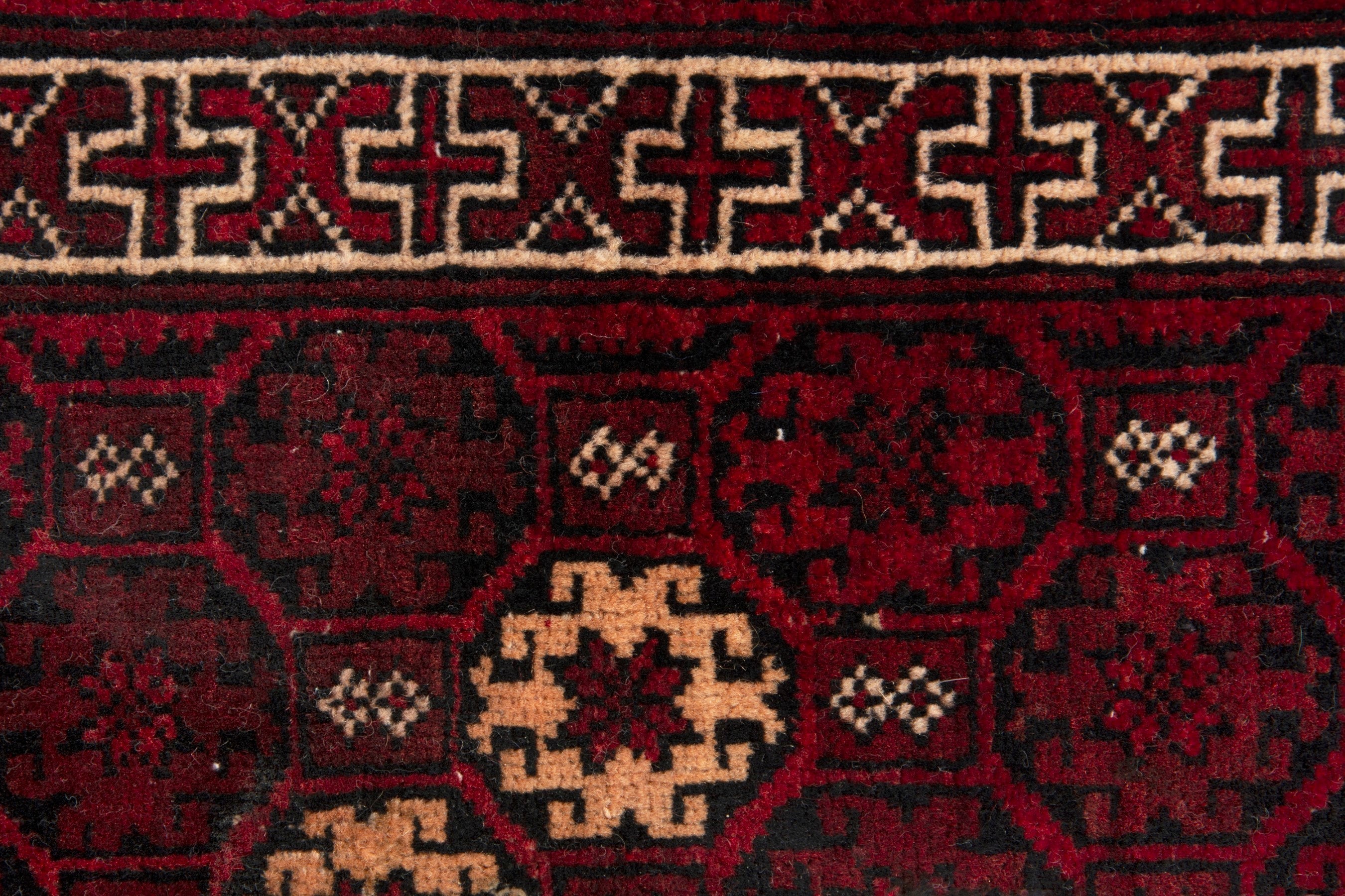 Persian Baluch accent rug in burgundy and deep red, view 12 of 17