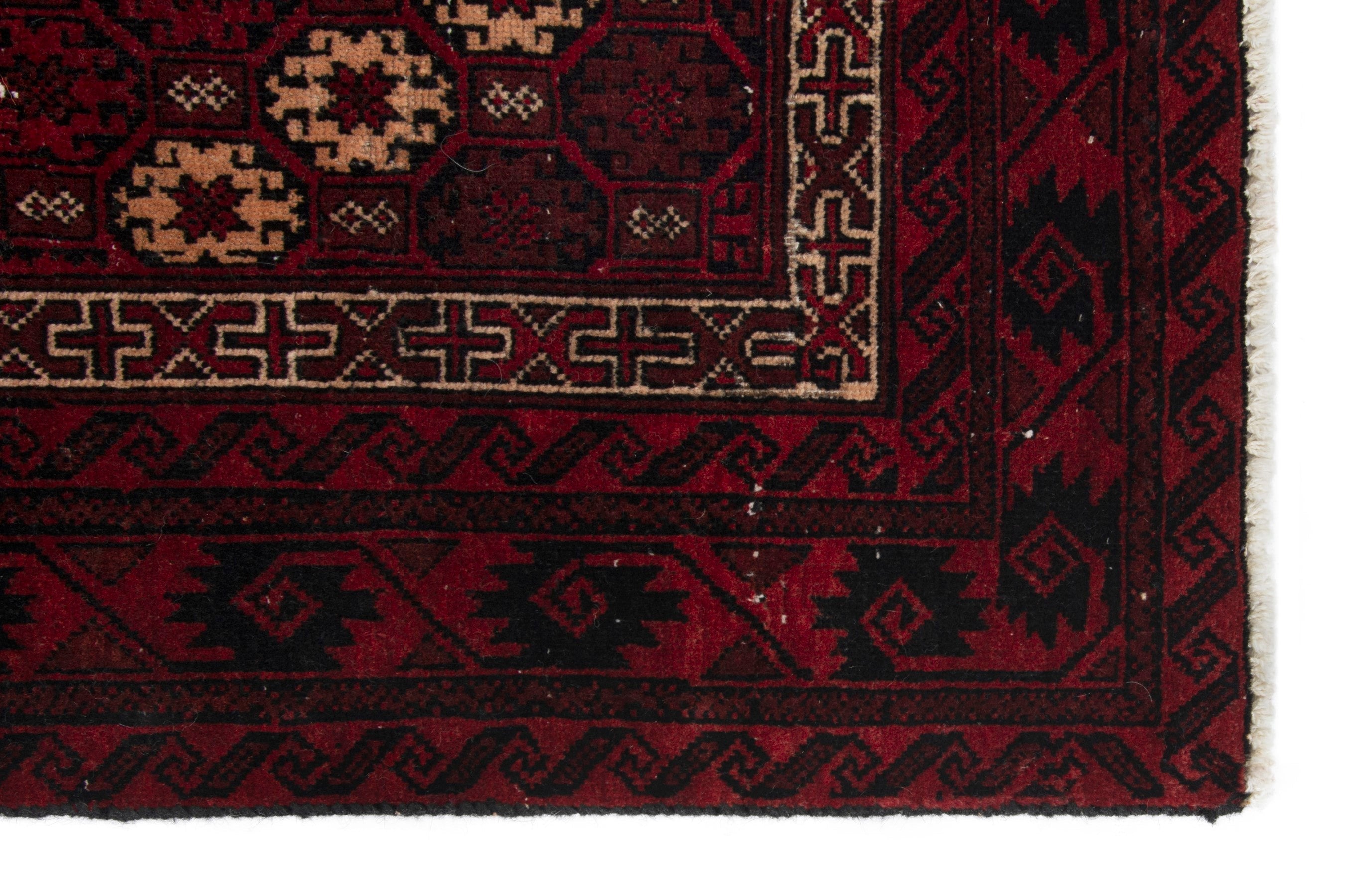 Persian Baluch accent rug in burgundy and deep red, view 10 of 17