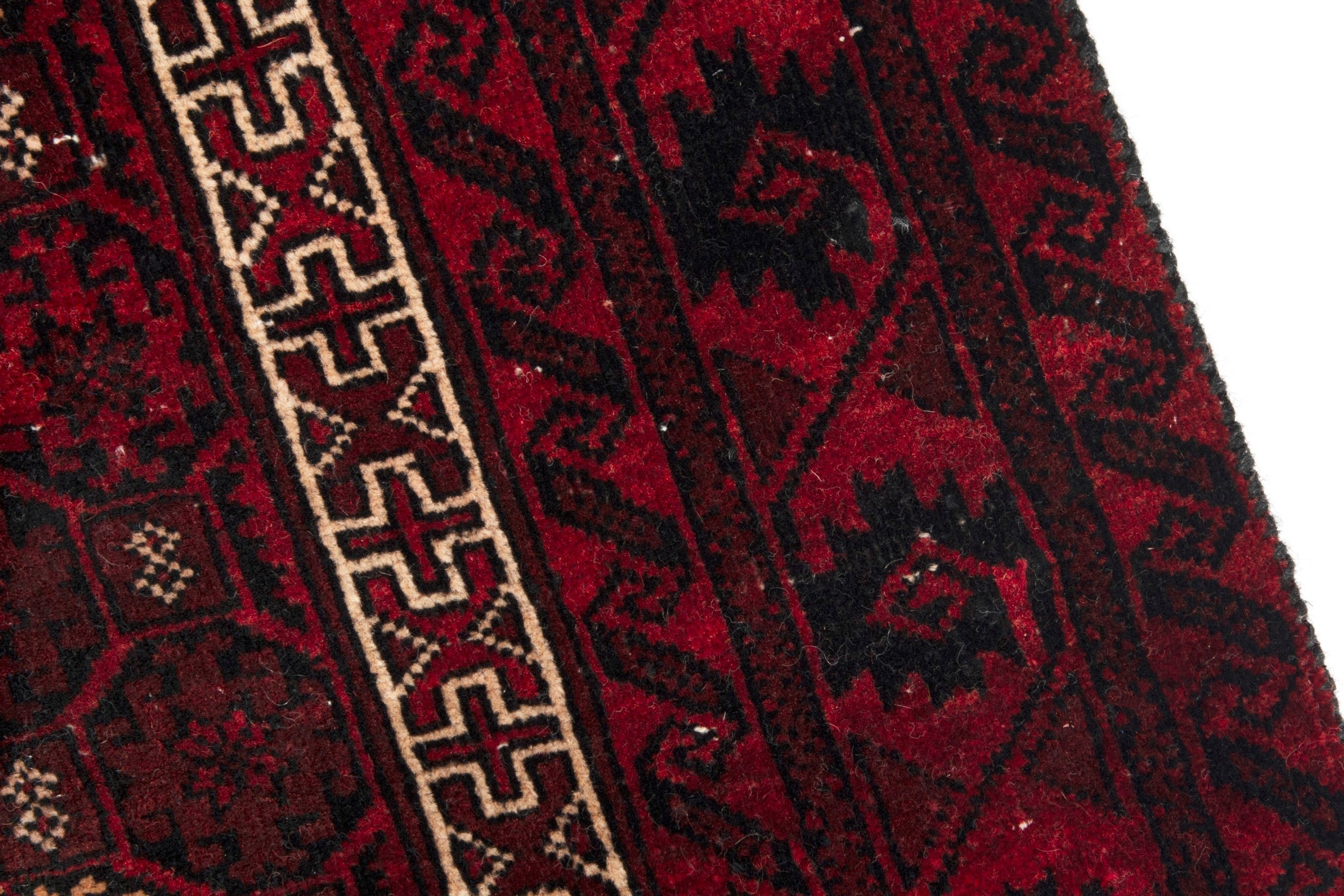 Persian Baluch accent rug in burgundy and deep red, view 8 of 17