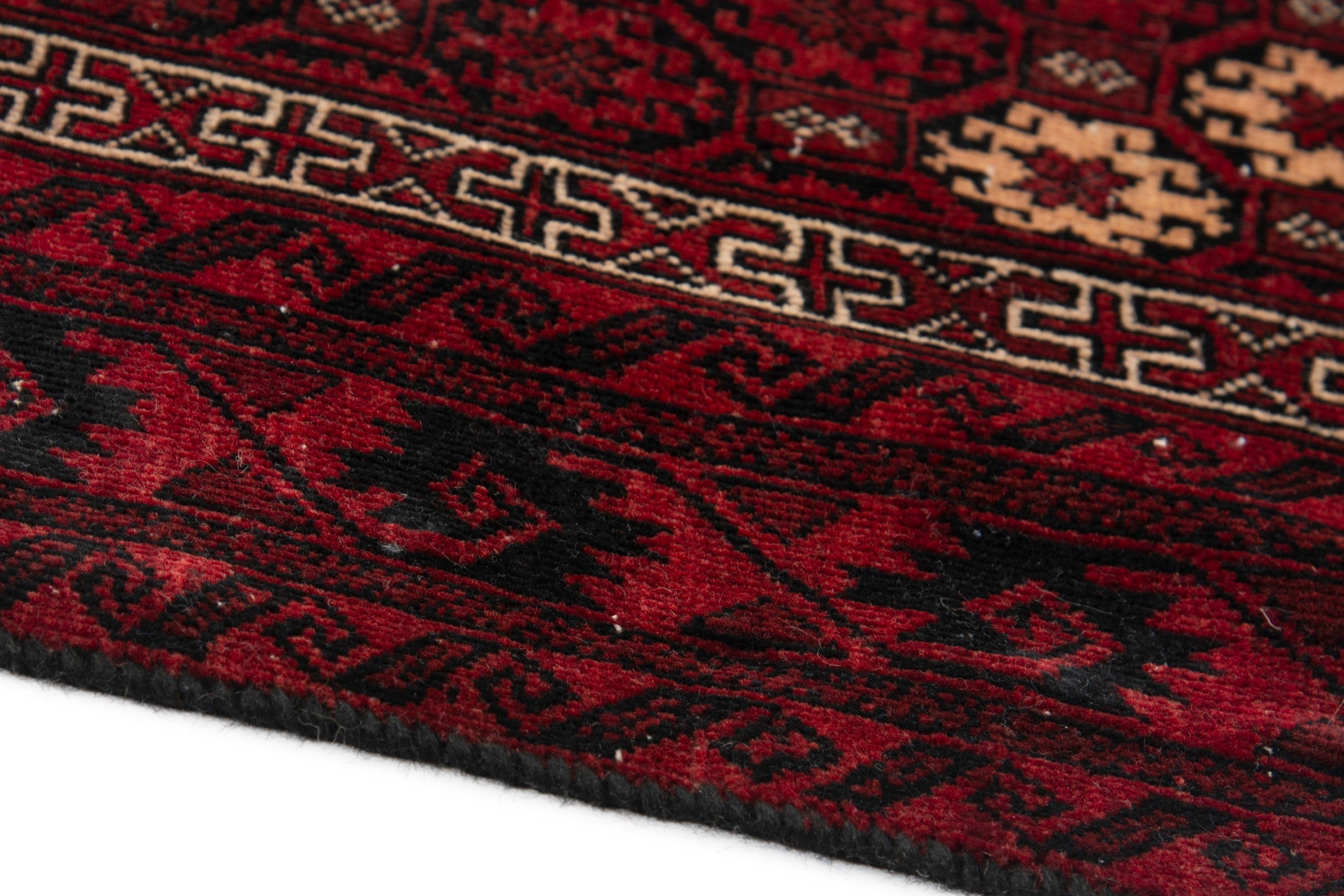 Persian Baluch accent rug in burgundy and deep red, view 5 of 17