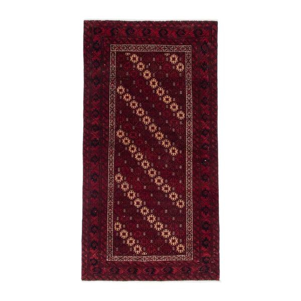 Persian Baluch accent rug in burgundy and deep red, 2'8" x 5'3"