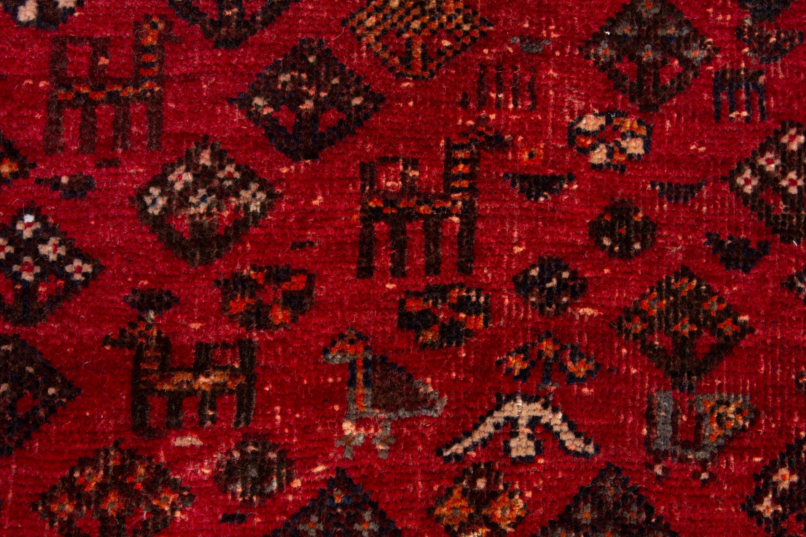 Persian Shiraz accent rug in deep red and navy, view 13 of 18