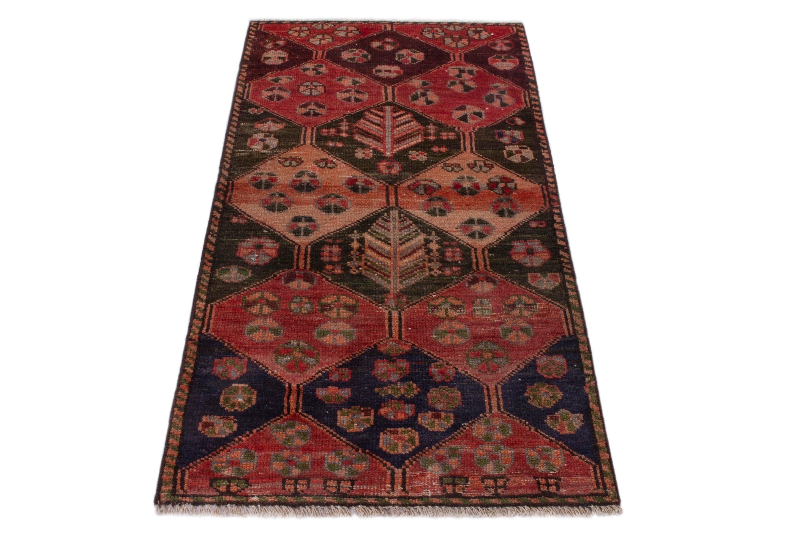 Persian Bakhtiari accent rug in deep red and burgundy, view 2 of 18