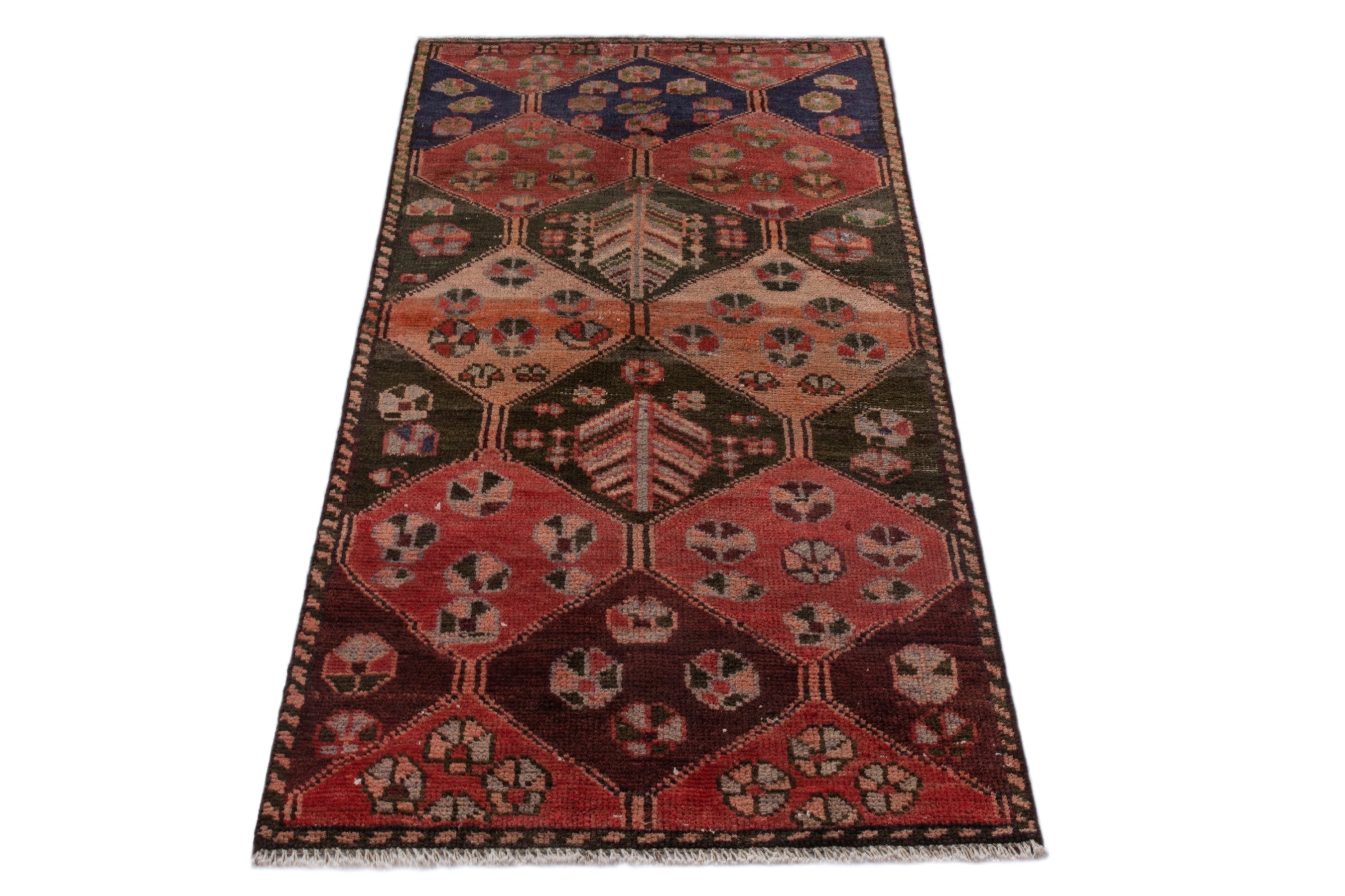 Persian Bakhtiari accent rug in deep red and burgundy, view 3 of 18