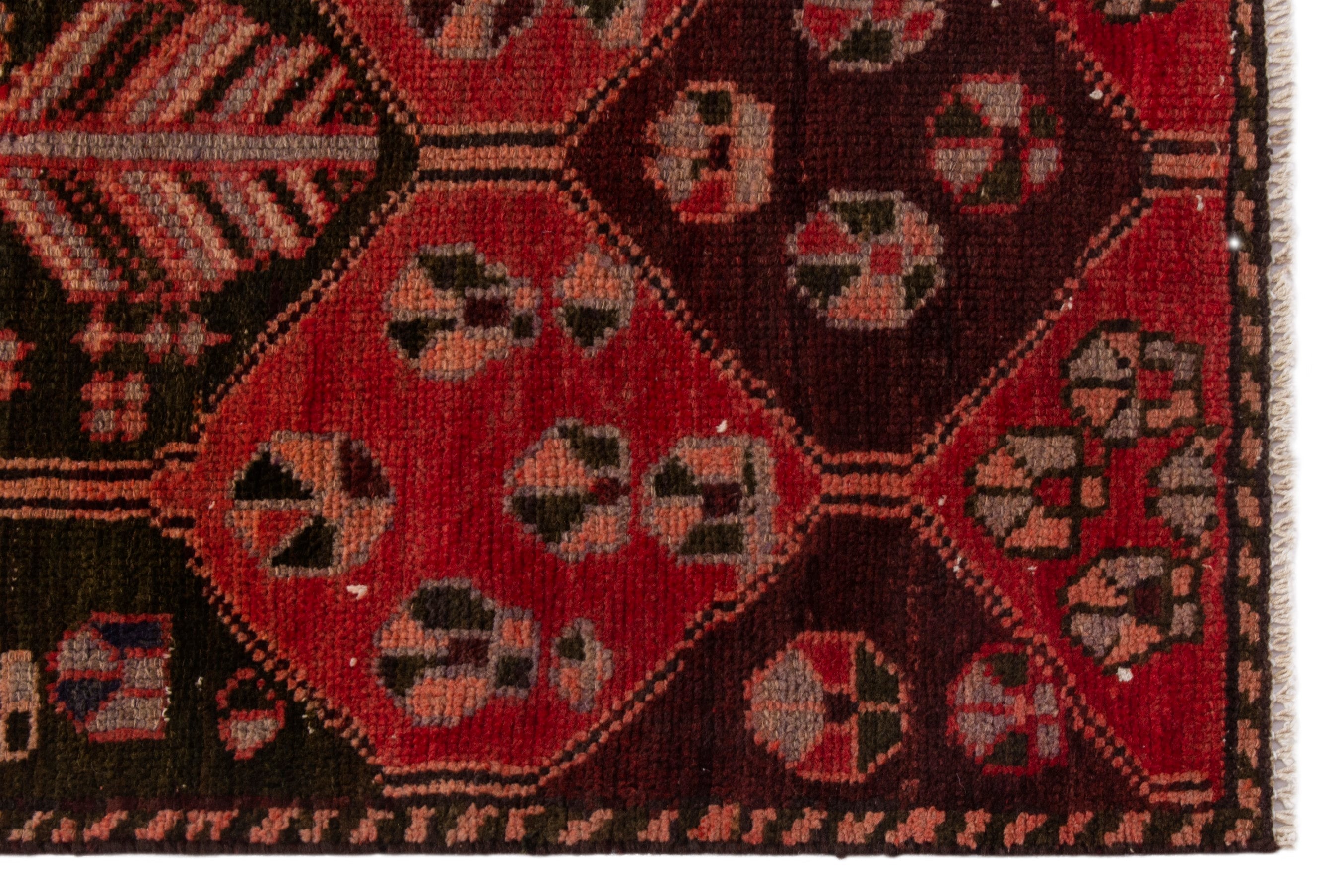 Persian Bakhtiari accent rug in deep red and burgundy, view 10 of 18