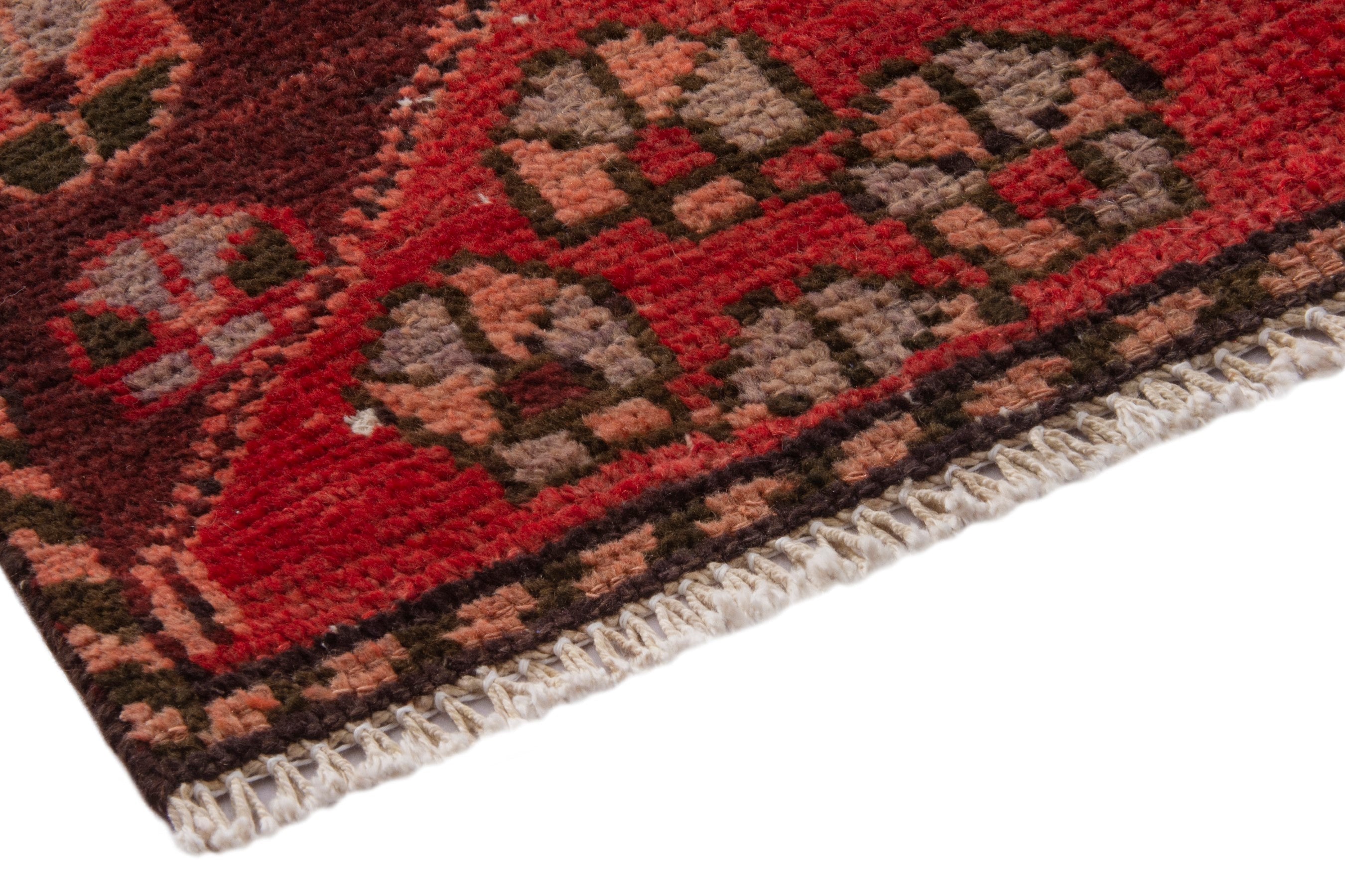 Persian Bakhtiari accent rug in deep red and burgundy, view 4 of 18