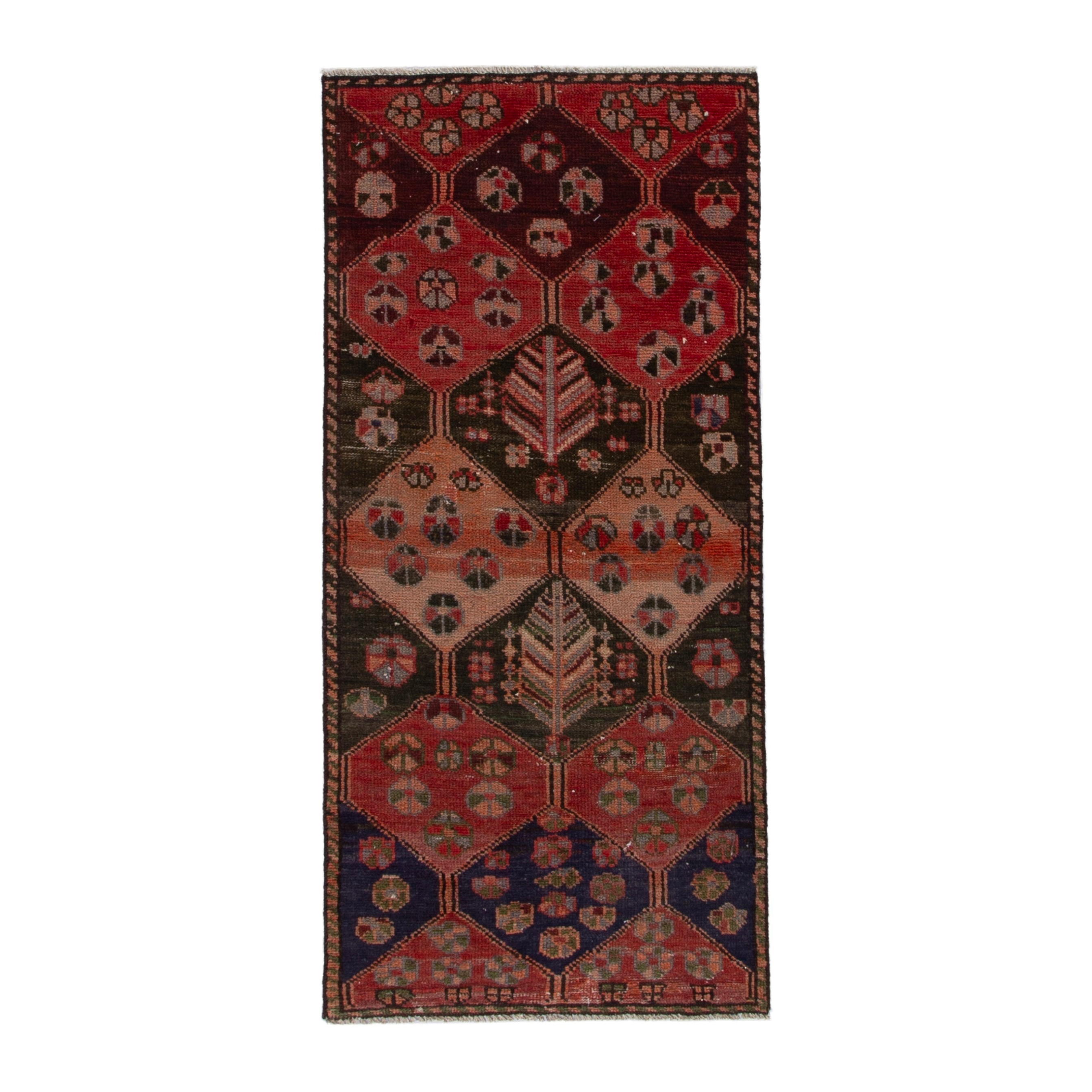 Persian Bakhtiari accent rug in deep red and burgundy, 3'1" x 6'2"