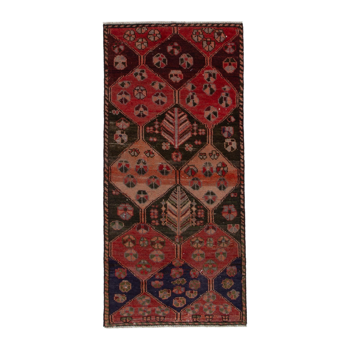 Persian Bakhtiari accent rug in deep red and burgundy, 3'1" x 6'2"