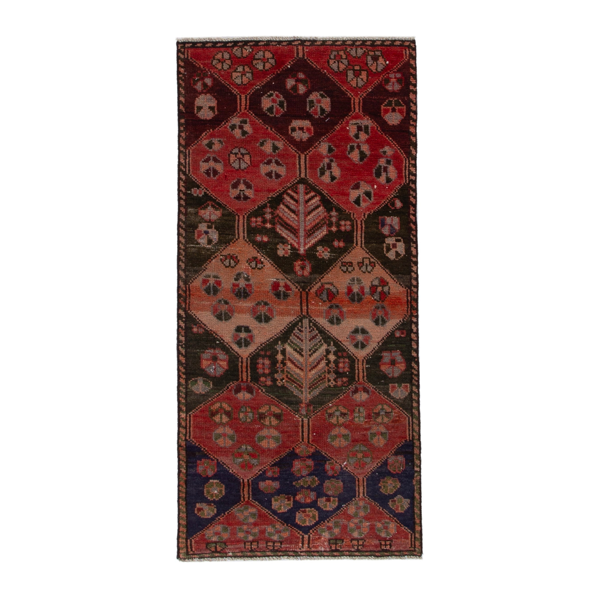 Persian Bakhtiari accent rug in deep red and burgundy, 3'1" x 6'2"