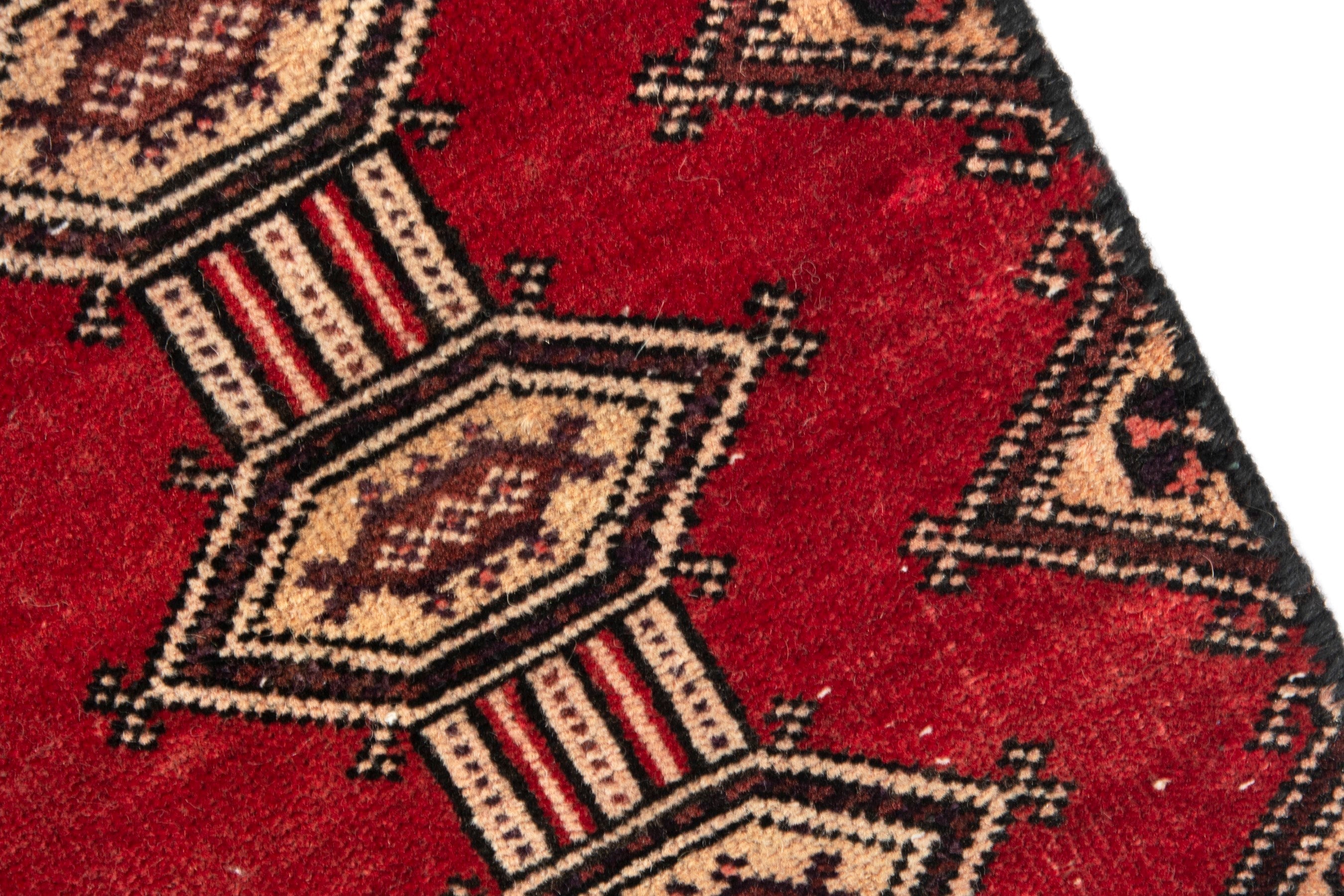 Persian Baluch accent rug in deep red and cream, view 6 of 16