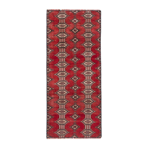 Persian Baluch runner rug in deep red and cream, 1'8" x 5'