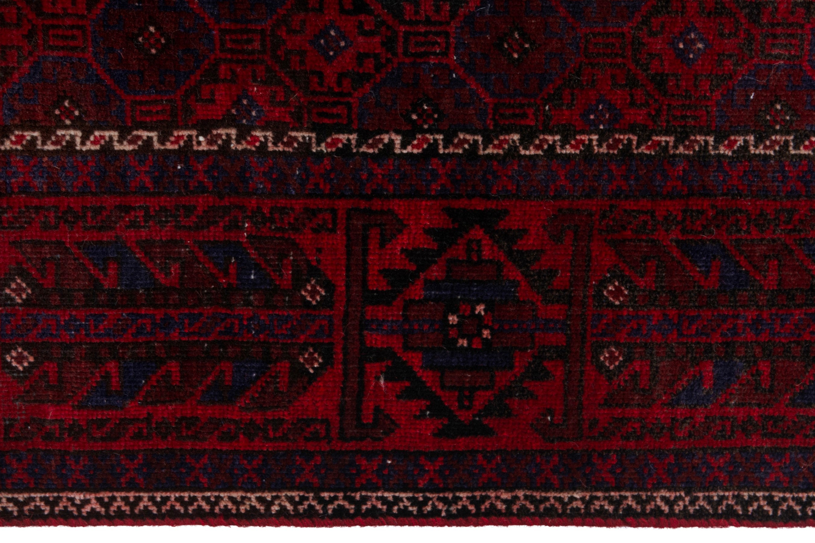 Persian Baluch accent rug in deep red and burgundy, view 12 of 20