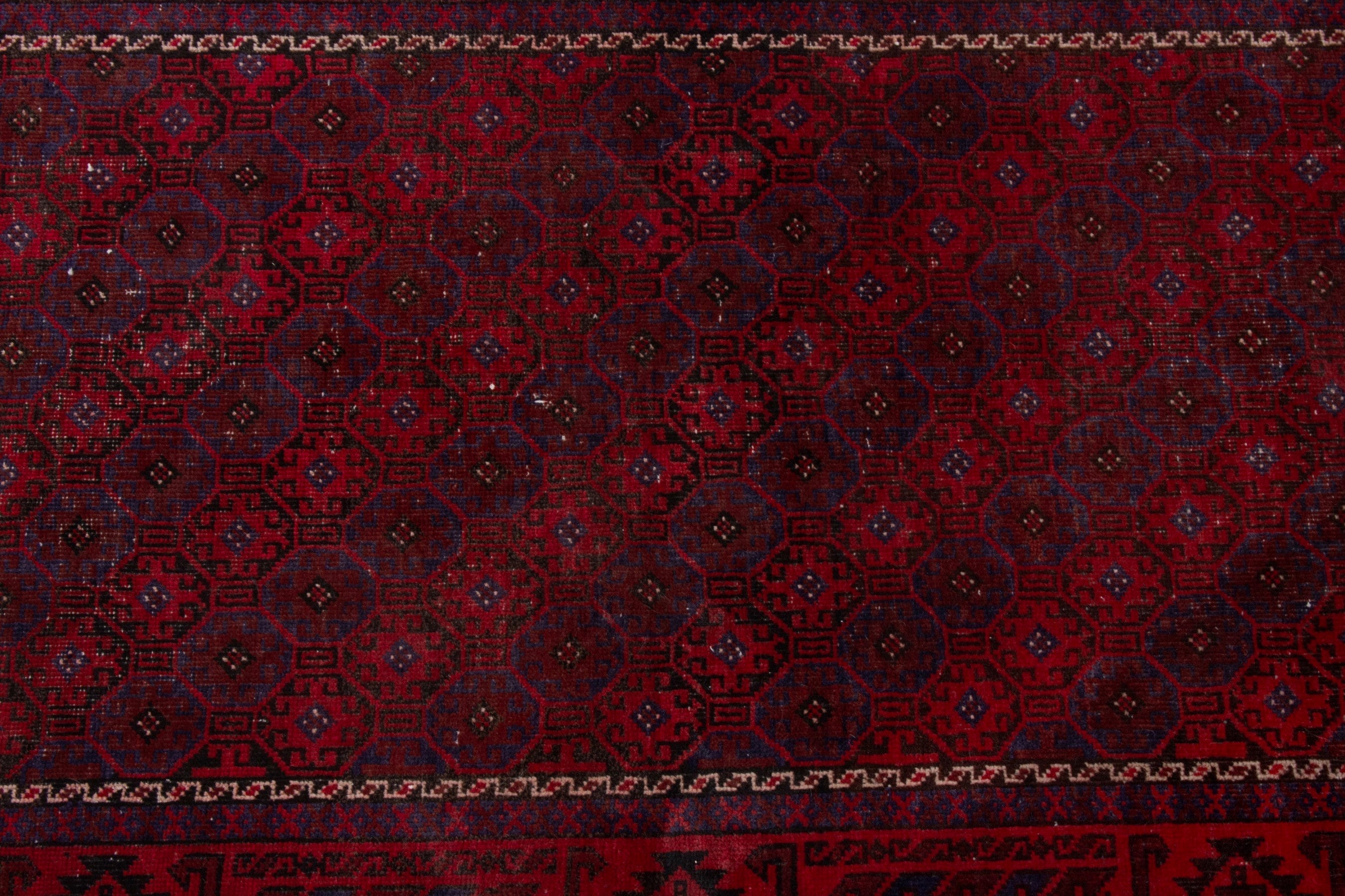 Persian Baluch accent rug in deep red and burgundy, view 15 of 20