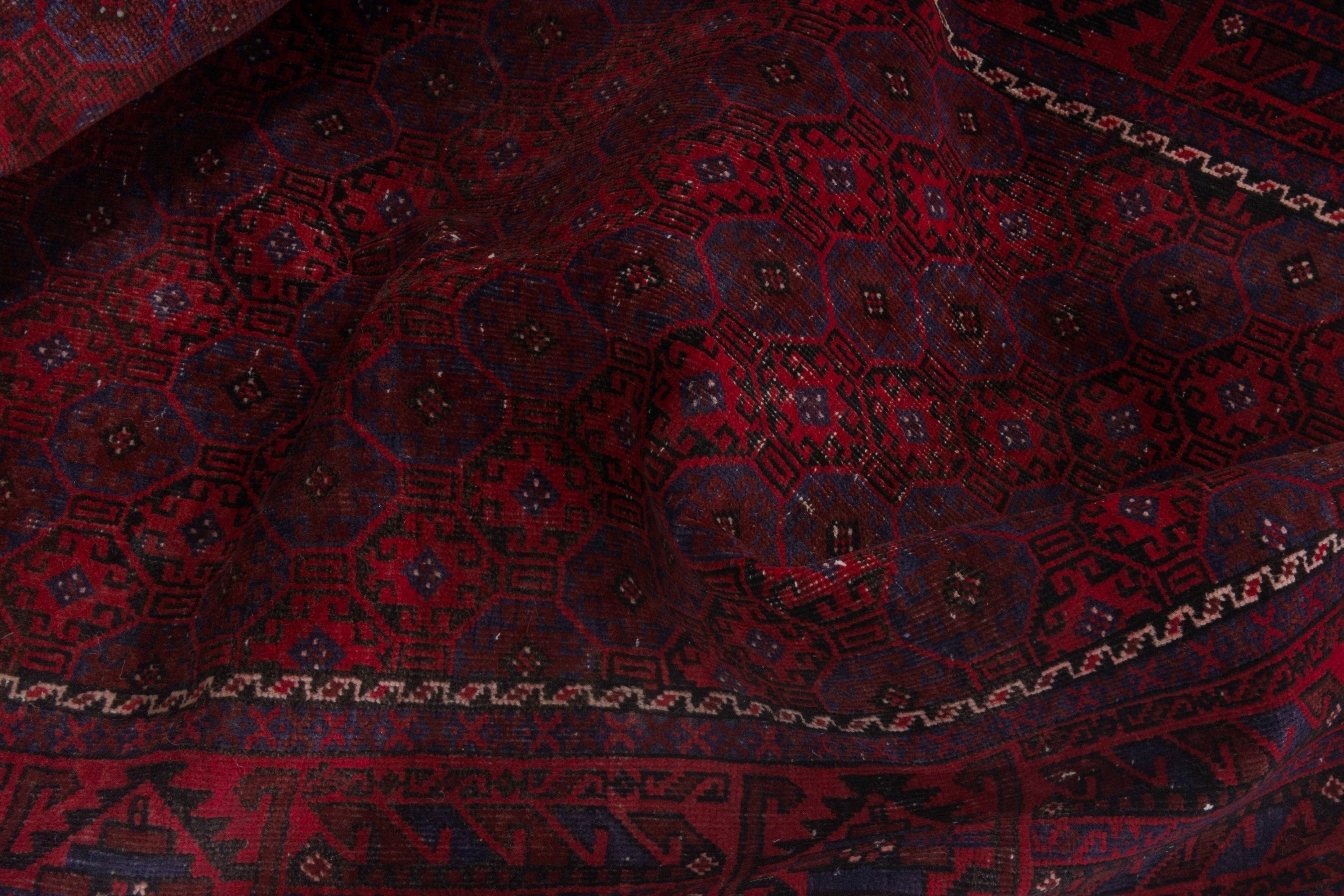 Persian Baluch accent rug in deep red and burgundy, view 19 of 20