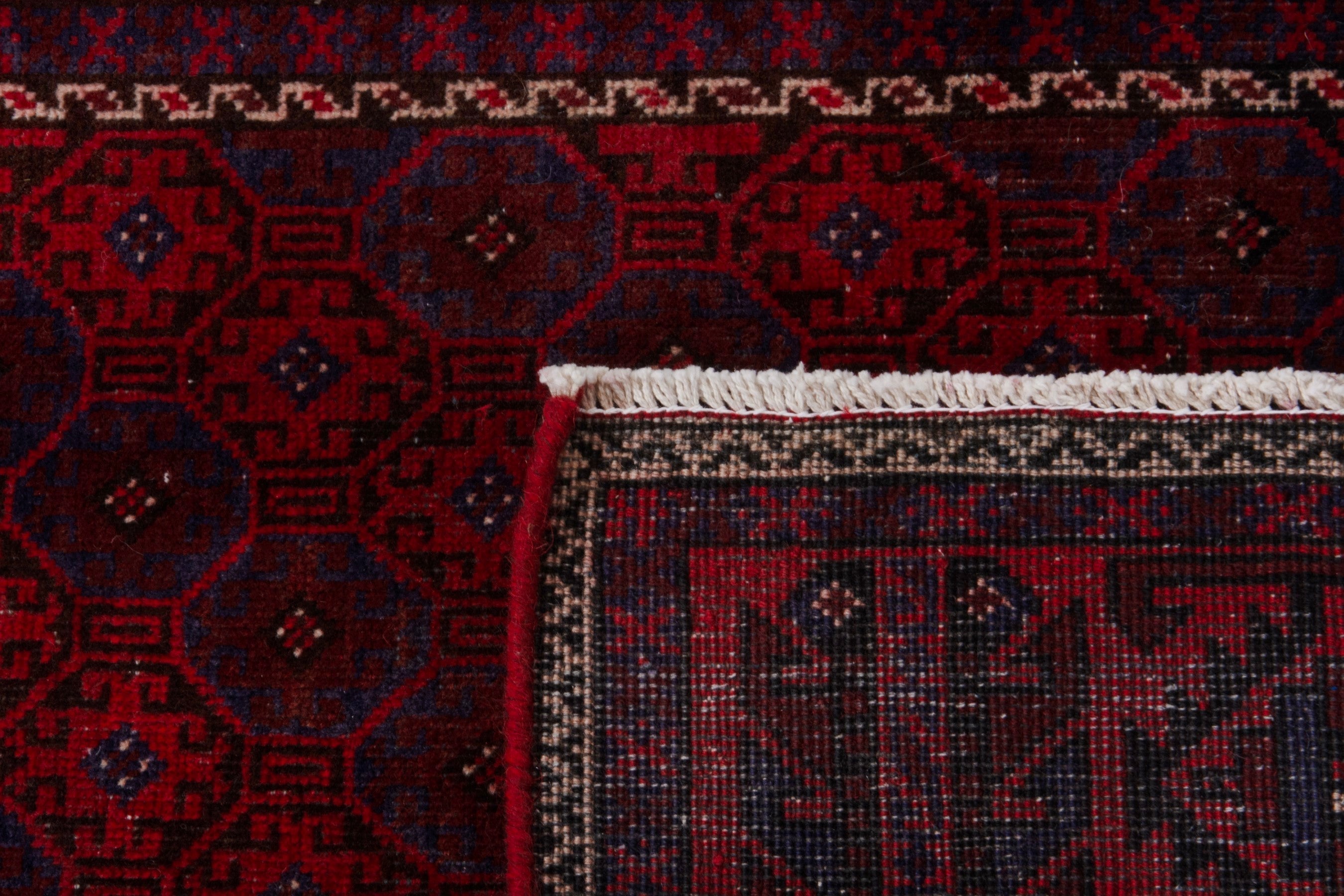 Persian Baluch accent rug in deep red and burgundy, view 20 of 20