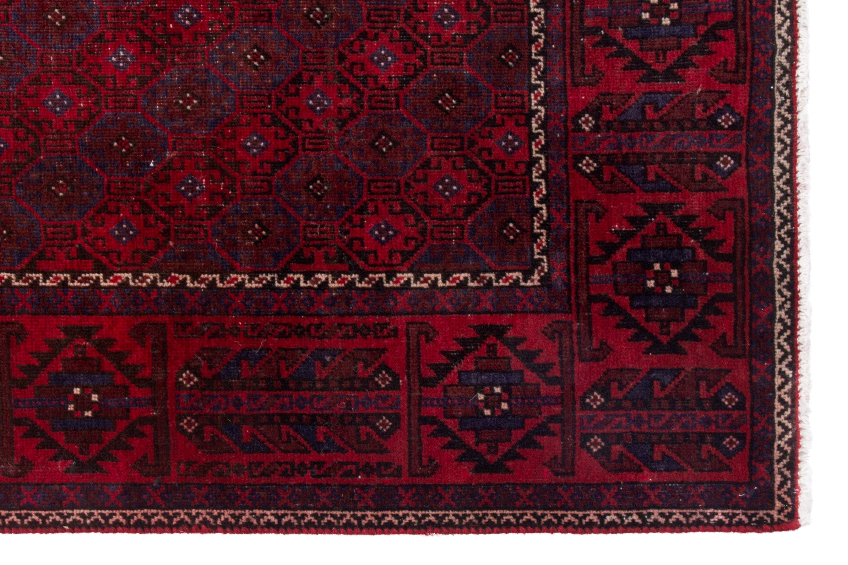Persian Baluch accent rug in deep red and burgundy, view 10 of 20