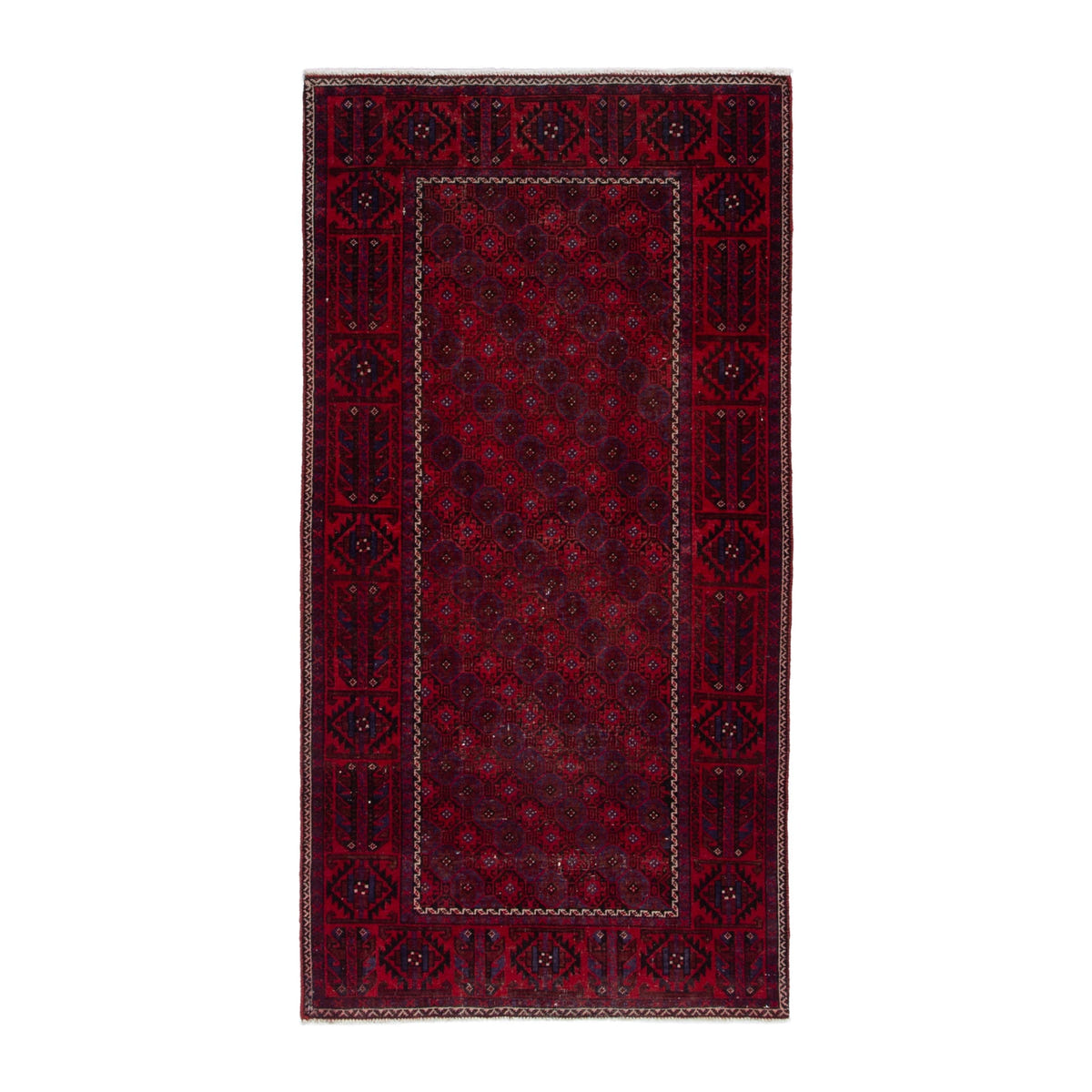 Persian Baluch accent rug in deep red and burgundy, 3'2" x 6'2"