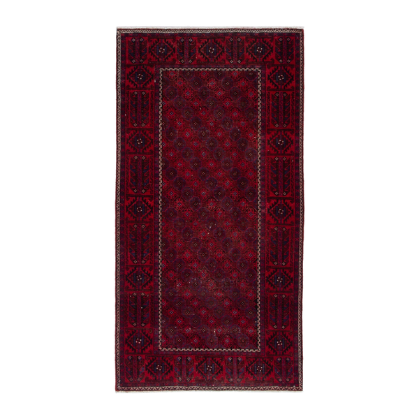 Persian Baluch accent rug in deep red and burgundy, 3'2" x 6'2"