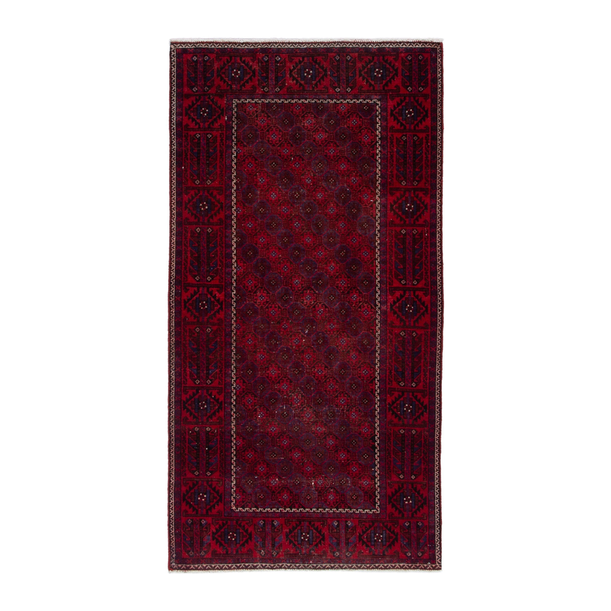 Persian Baluch accent rug in deep red and burgundy, 3'2" x 6'2"