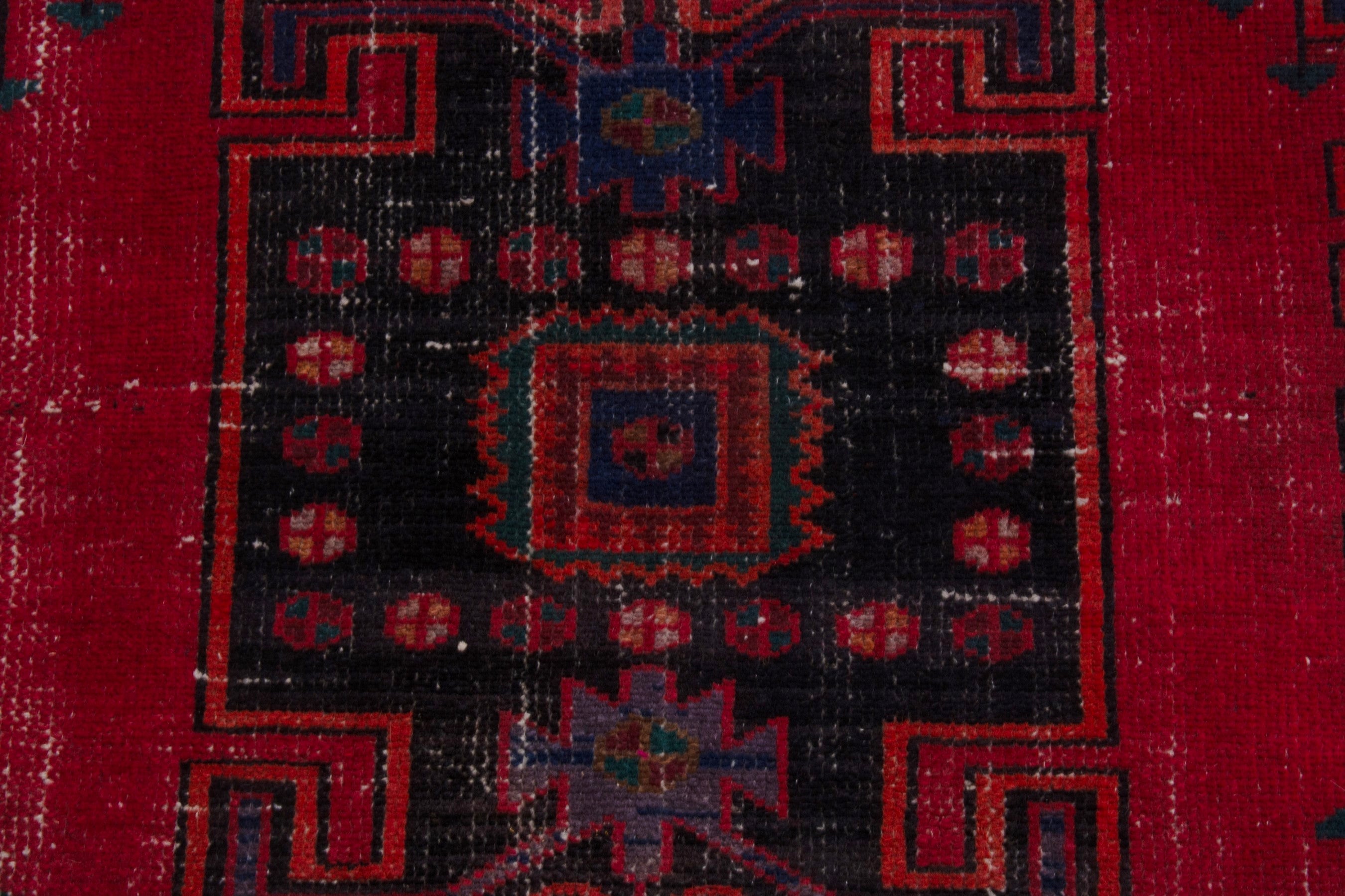 Persian Zanjan runner rug in deep red and dark blue, view 12 of 19