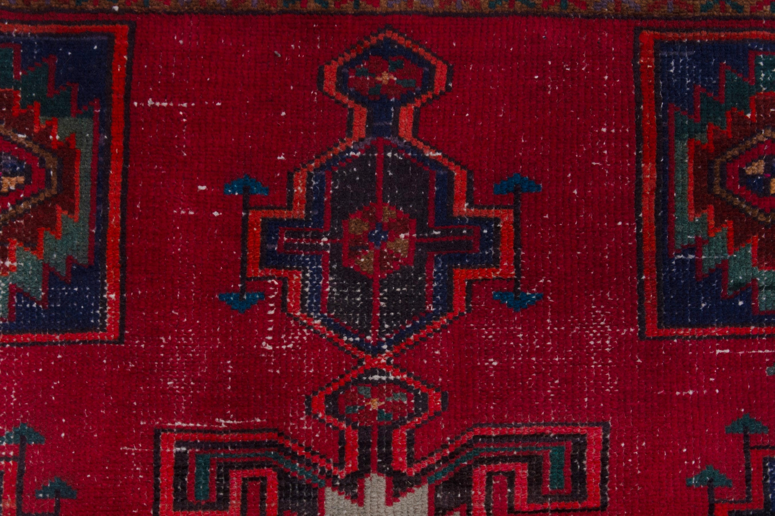 Persian Zanjan runner rug in deep red and dark blue, view 13 of 19