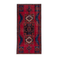 Persian Zanjan runner rug in deep red and dark blue, 3'1" x 6'3"