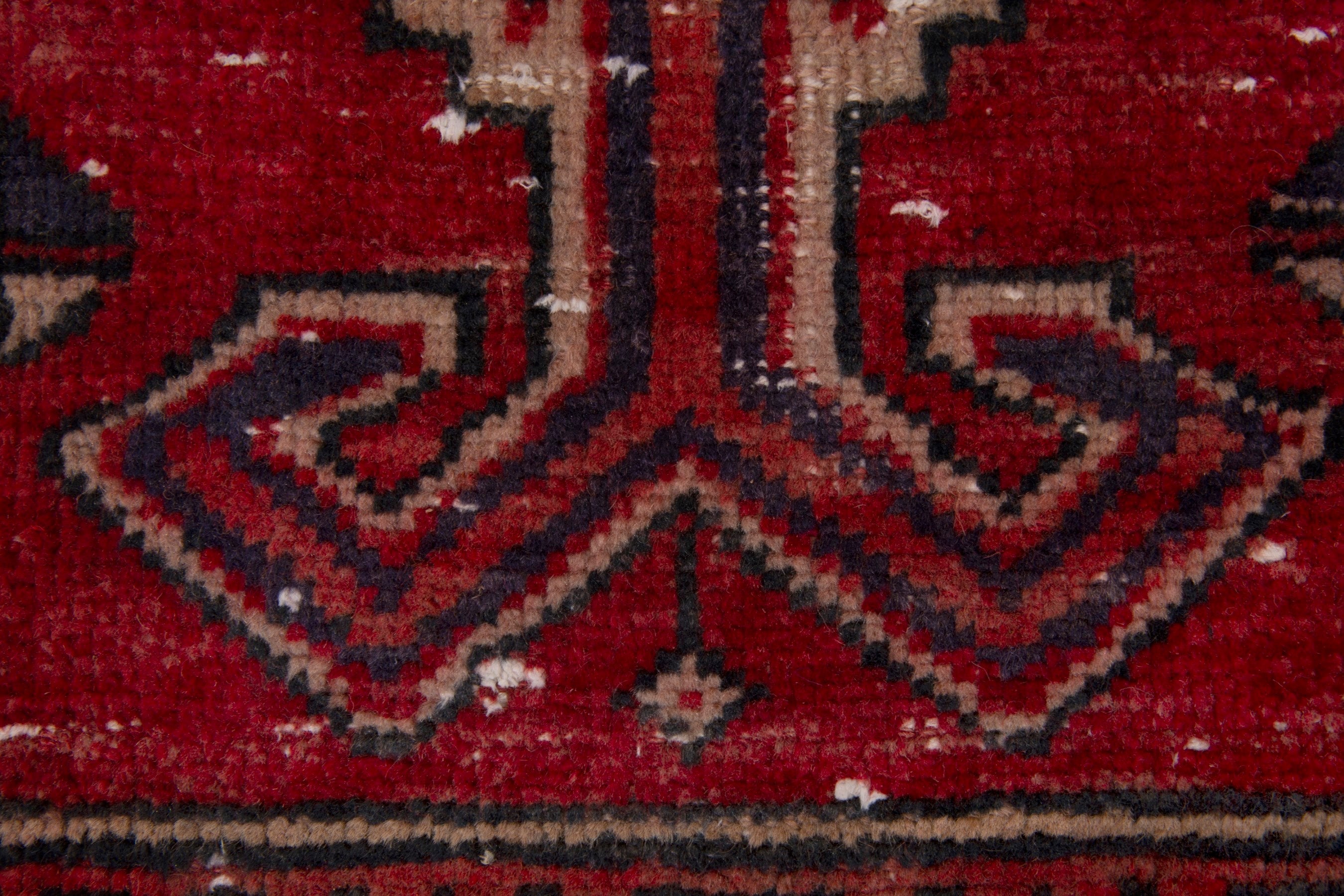 Persian Azerbaijan runner rug in deep red and cream, view 12 of 18