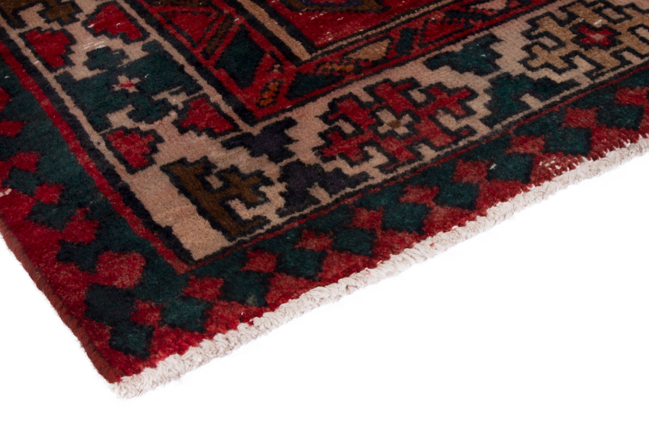 Persian Azerbaijan runner rug in deep red and cream, view 4 of 18