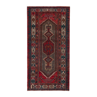 Persian Azerbaijan runner rug in deep red and cream, 3'7" x 7'3"