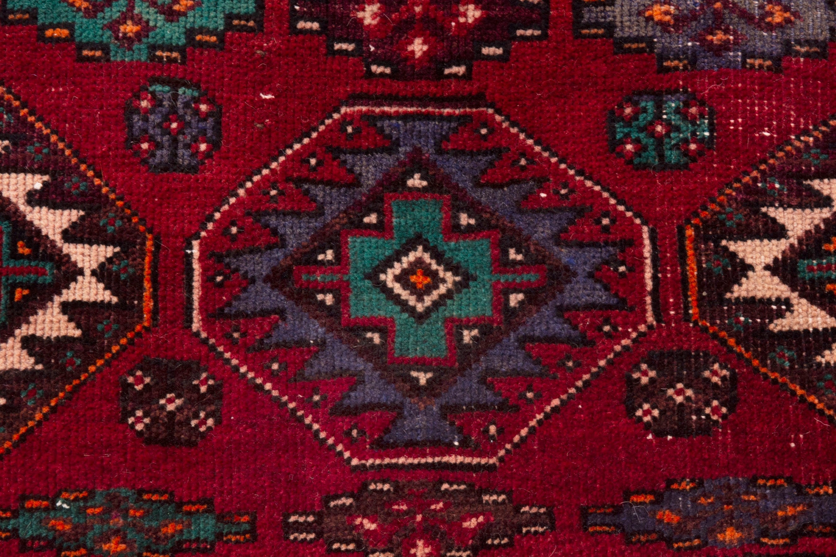Persian Baluch area rug in deep red and burgundy, view 11 of 18