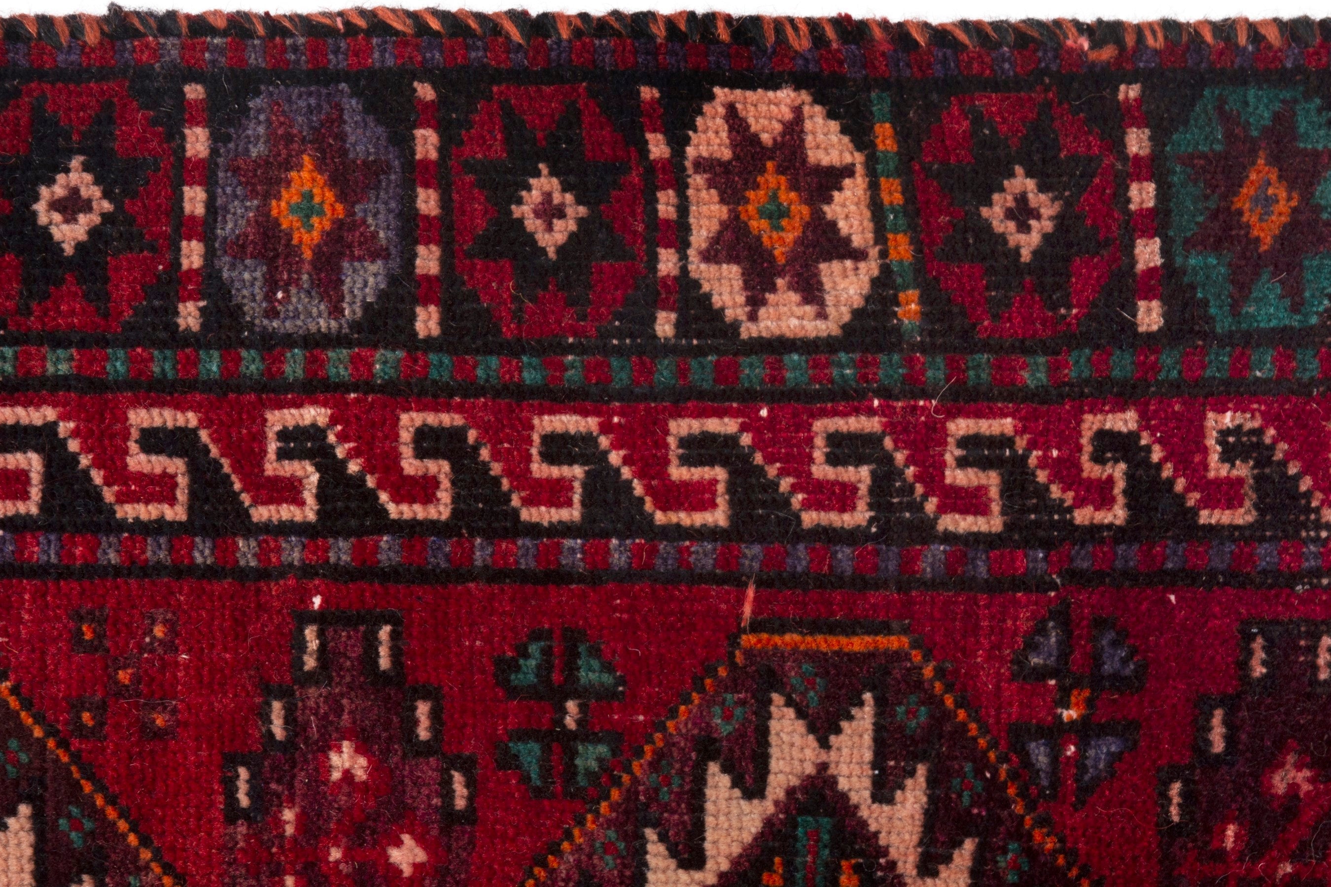 Persian Baluch area rug in deep red and burgundy, view 12 of 18