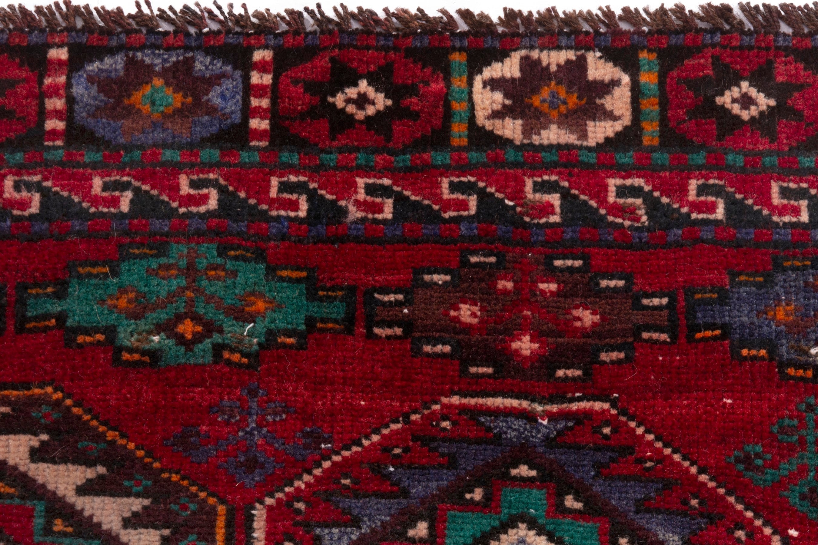 Persian Baluch area rug in deep red and burgundy, view 13 of 18