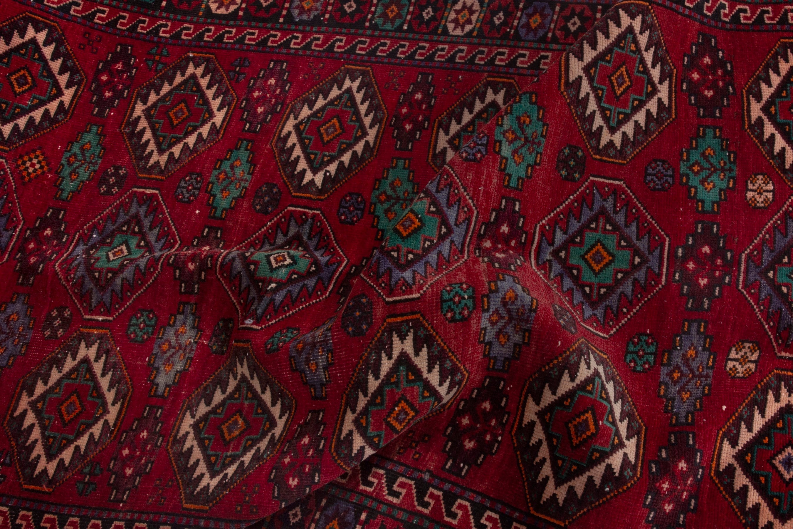 Persian Baluch area rug in deep red and burgundy, view 17 of 18