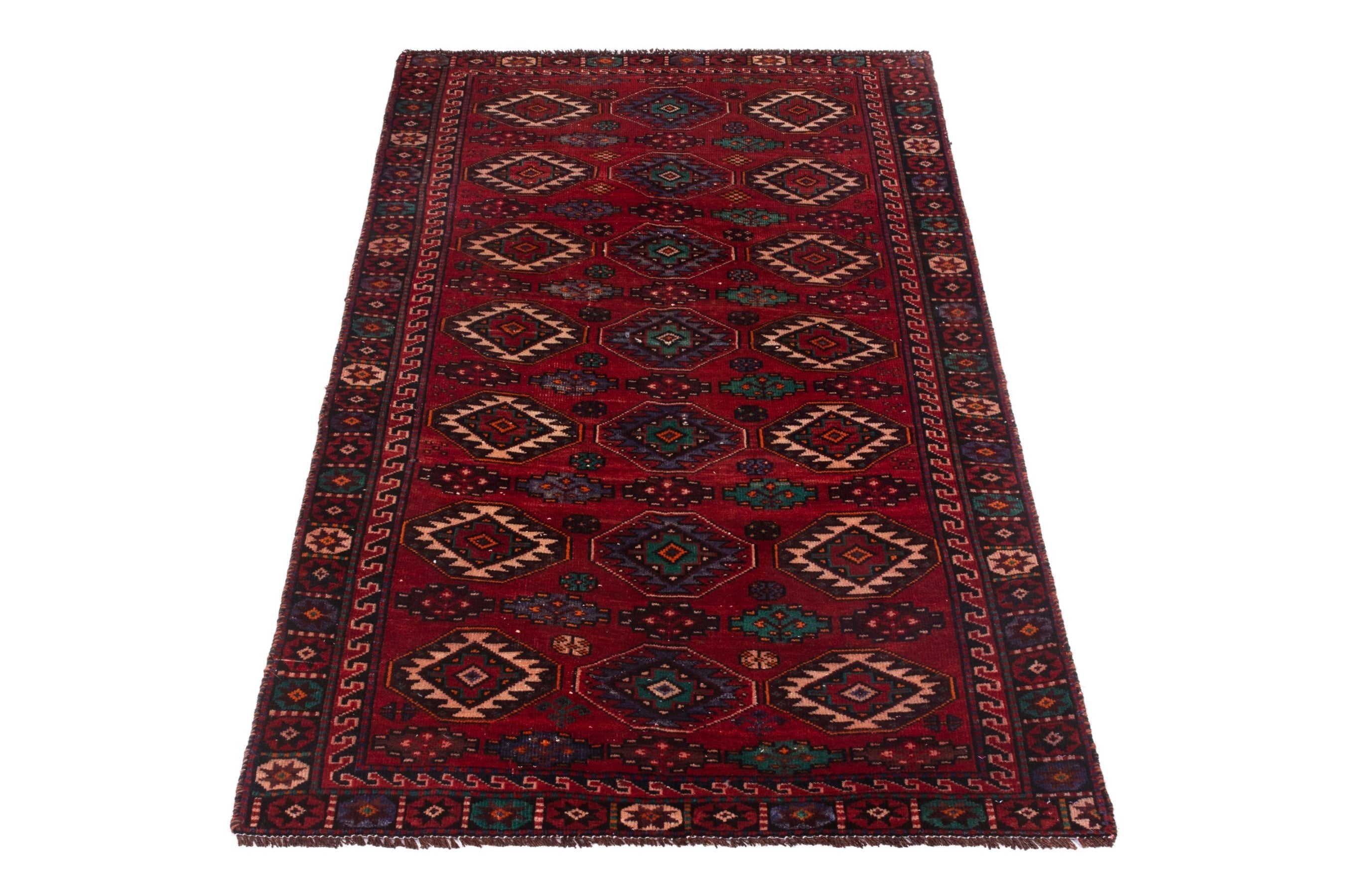 Persian Baluch area rug in deep red and burgundy, view 2 of 18