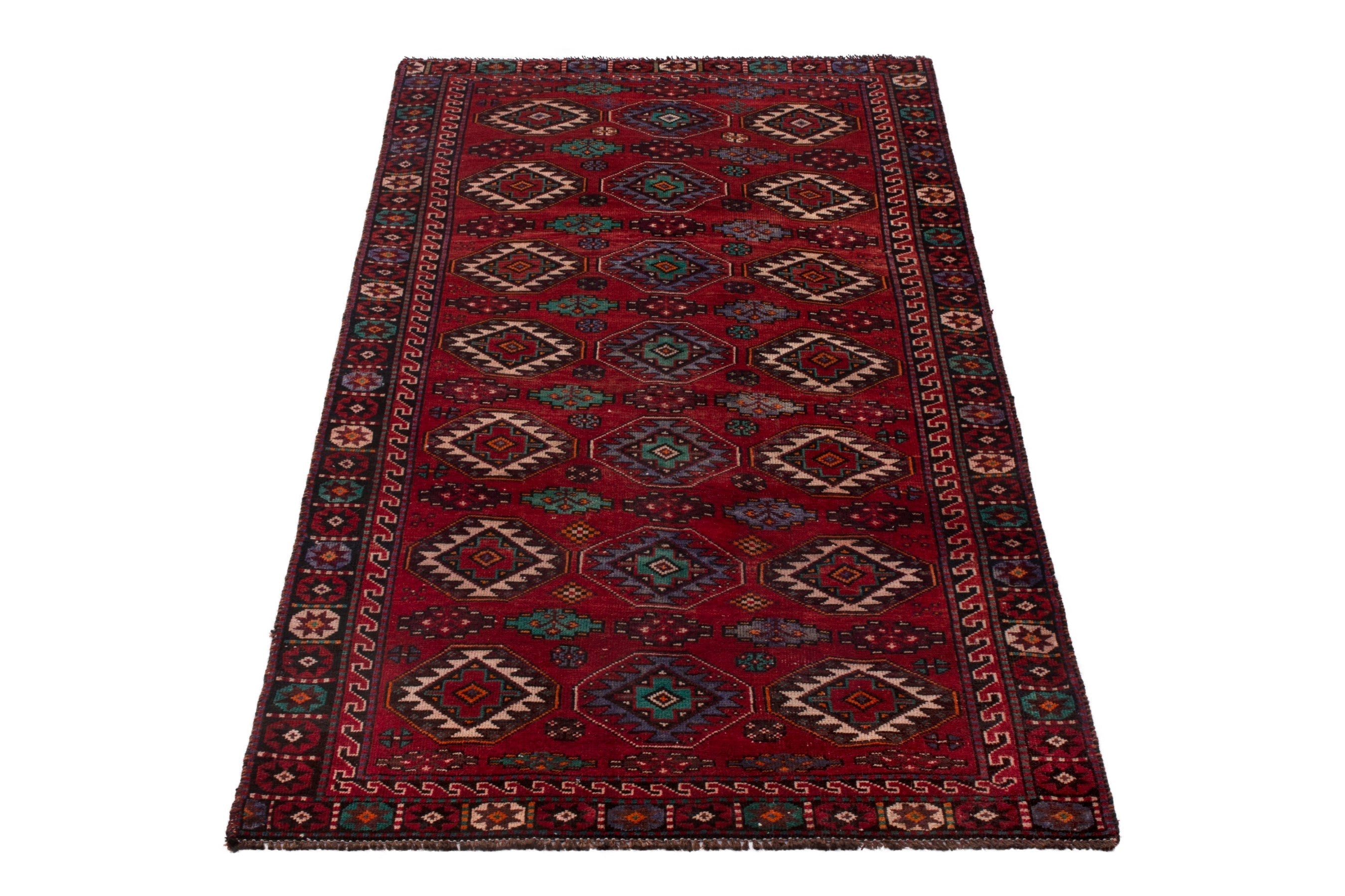 Persian Baluch area rug in deep red and burgundy, view 3 of 18