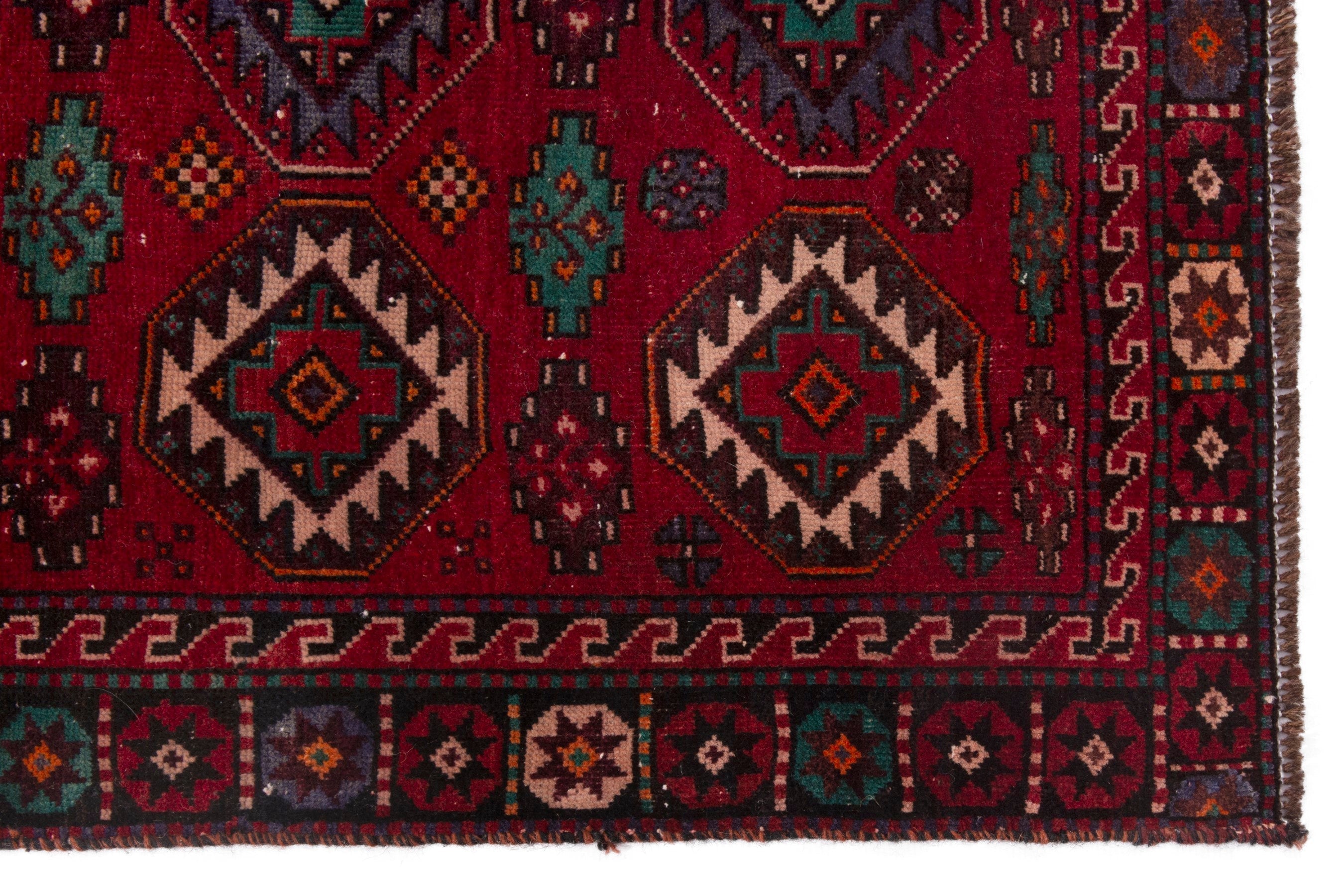 Persian Baluch area rug in deep red and burgundy, view 10 of 18