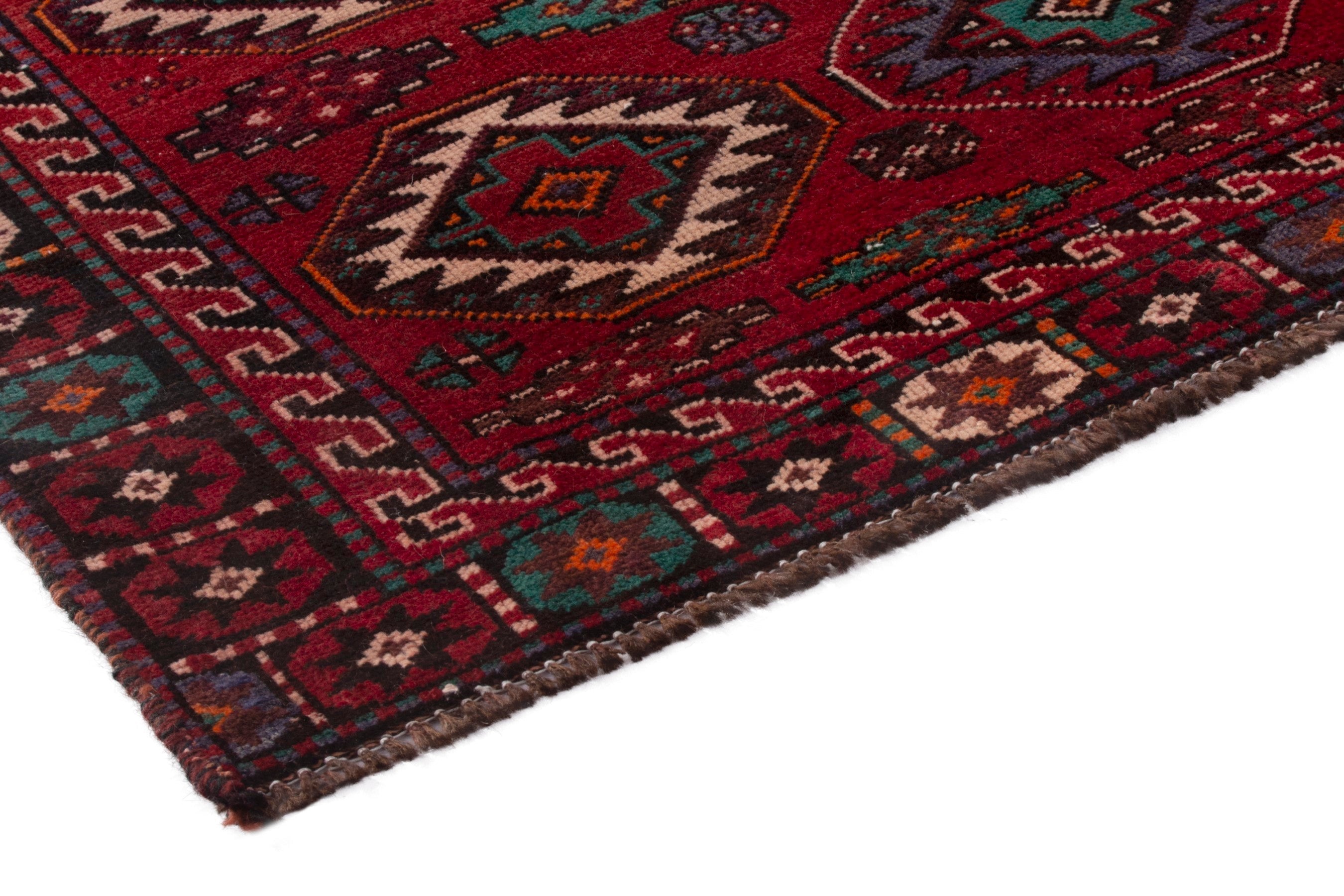 Persian Baluch area rug in deep red and burgundy, view 4 of 18