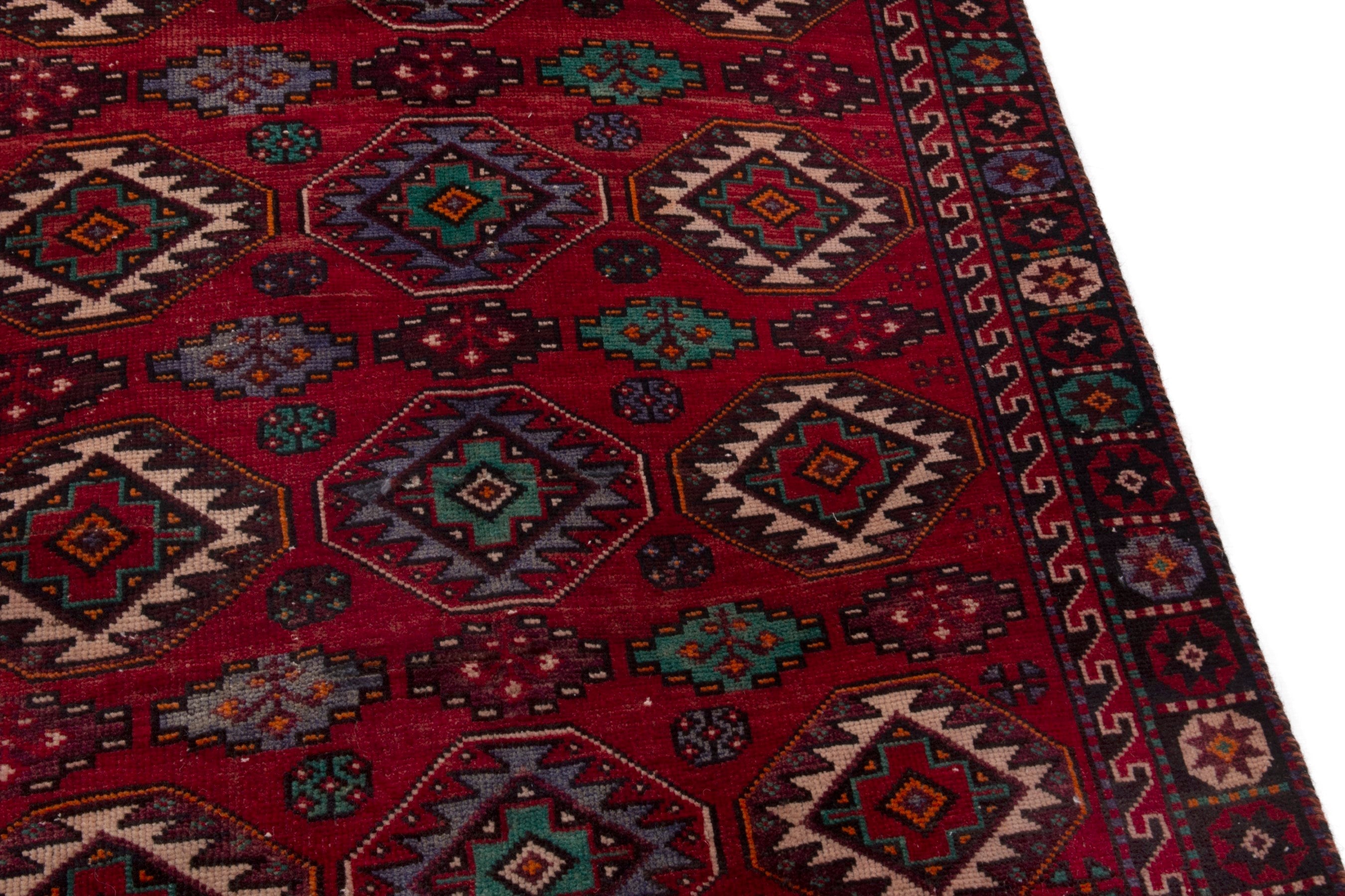 Persian Baluch area rug in deep red and burgundy, view 9 of 18