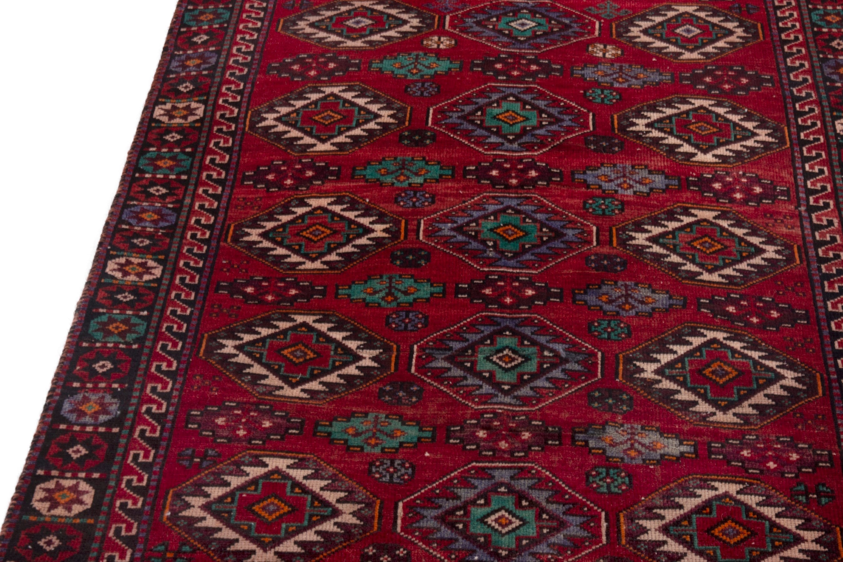 Persian Baluch area rug in deep red and burgundy, view 7 of 18